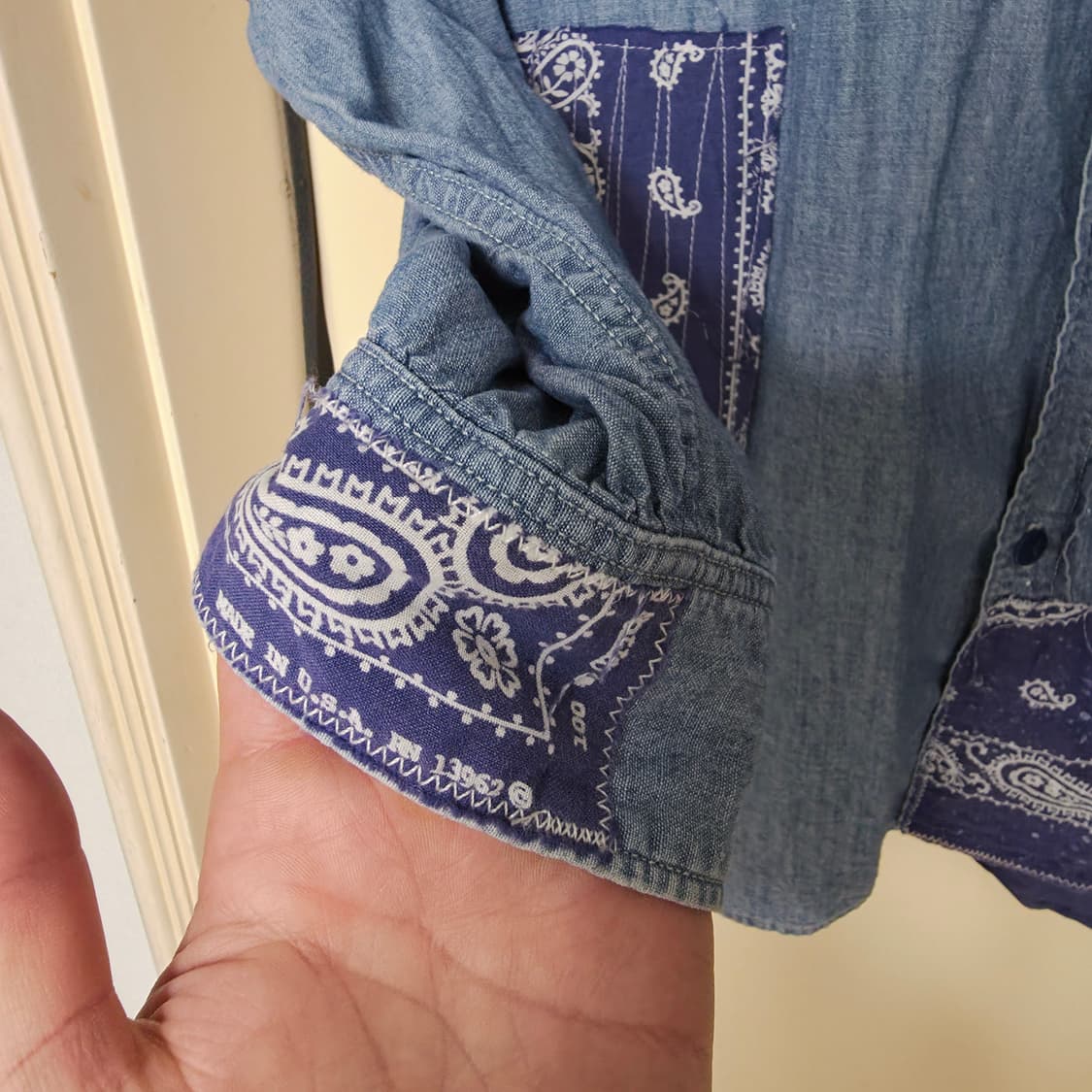 [L] 칼오라인 반다나 패치워크 샴브레이 워크셔츠 Cal O Line 상품이미지6