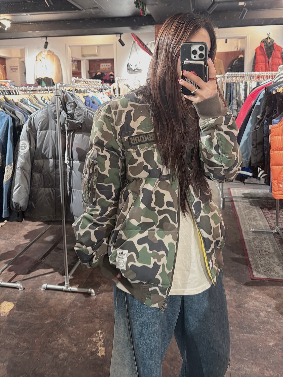 아디다스 서울 플라이트 카모 오버핏 봄버 패딩 자켓 M 상품이미지8