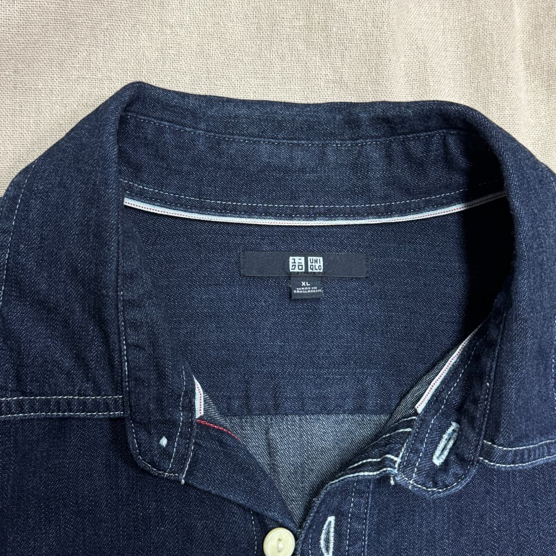 유니클로 샴브레이 생지 진청 데님셔츠 XL 상품이미지5