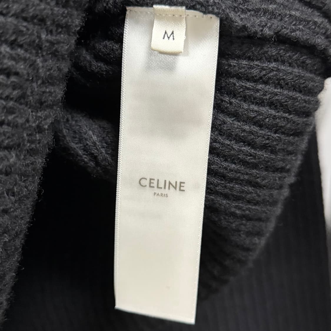 [S+급/오버핏M] 셀린느 리브드 레더패치 로고 울 후드티 블랙 상품이미지9