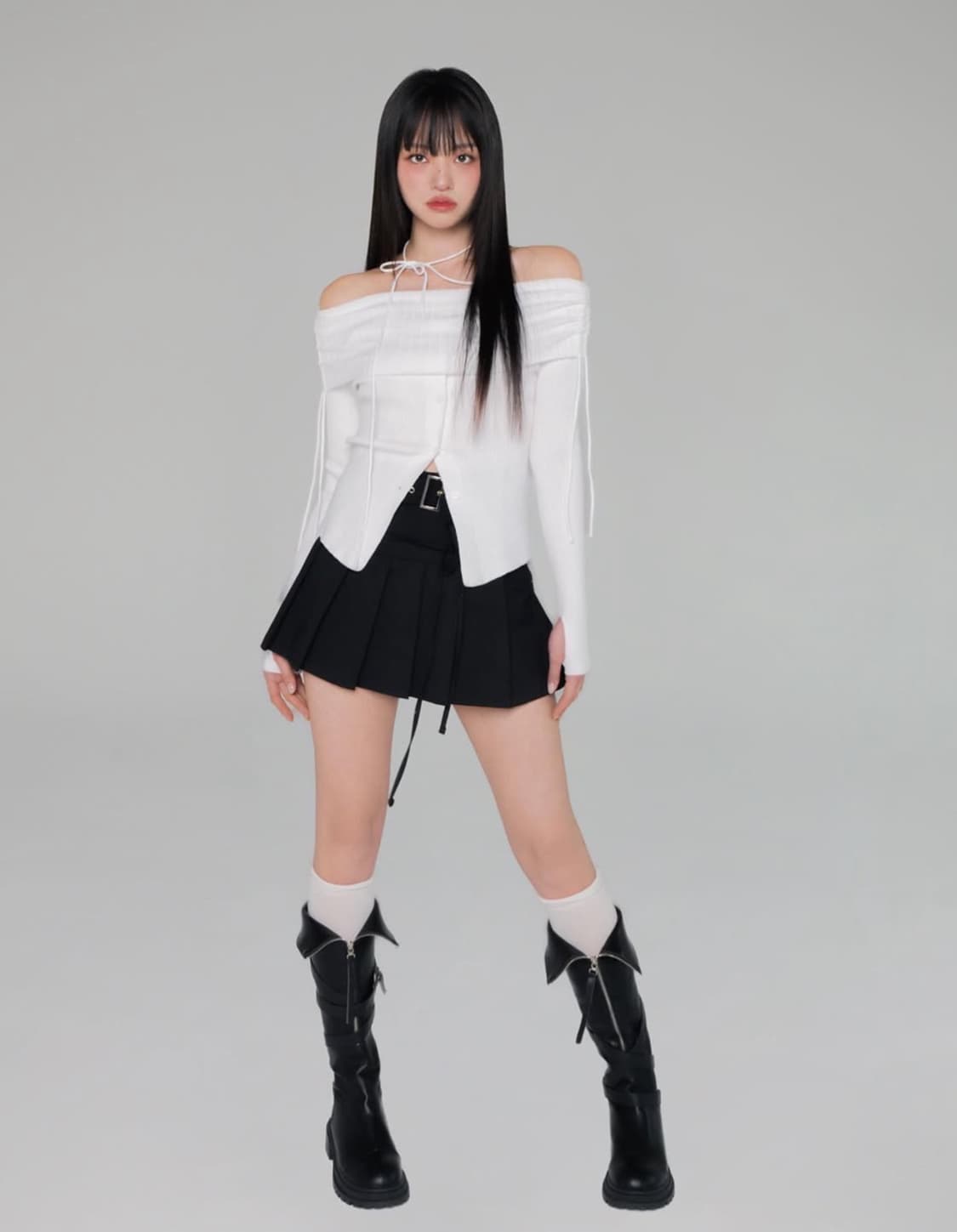 뉴얼린 오프숄더 니트 화이트  상품이미지4