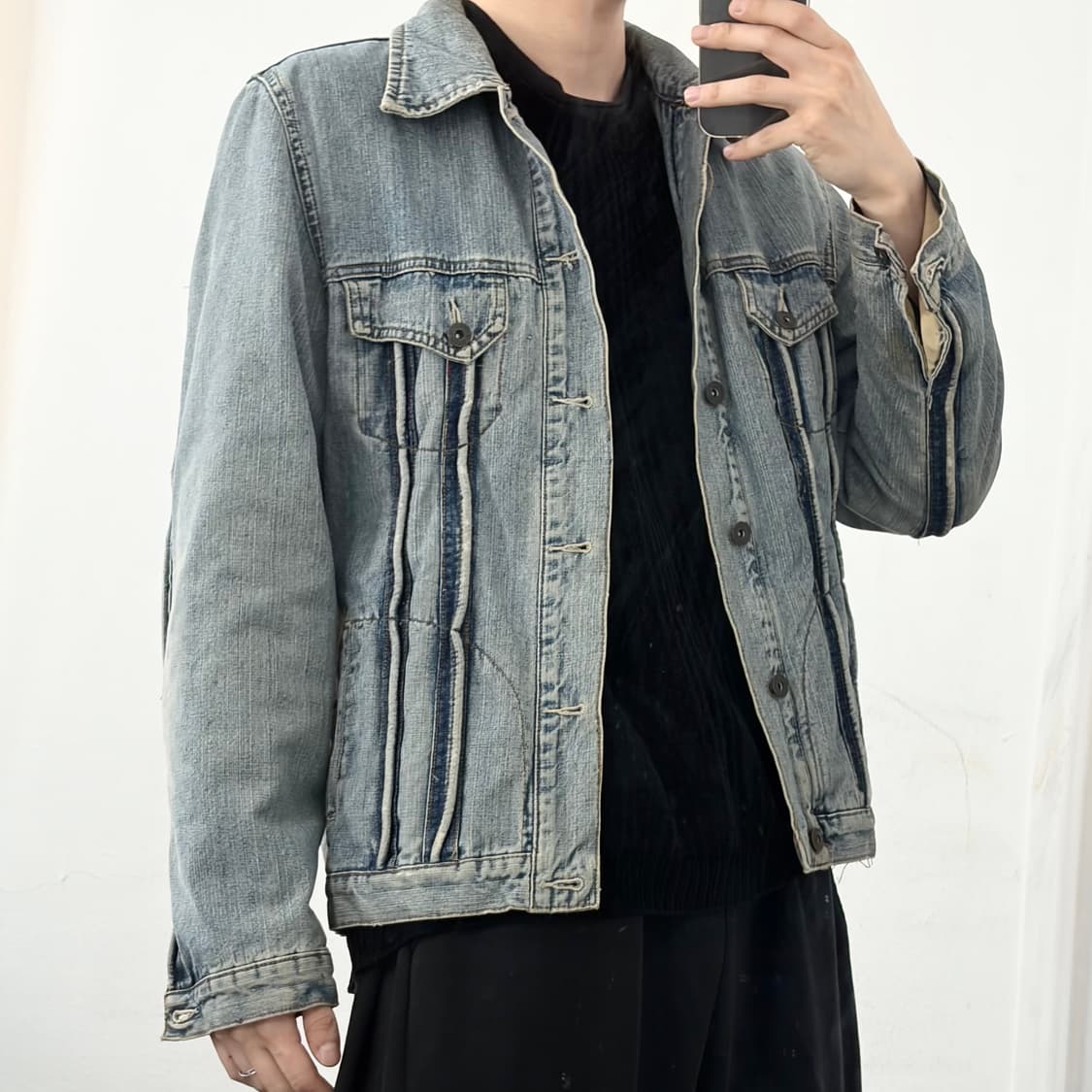 River Island 트리밍 데님 자켓 상품이미지2