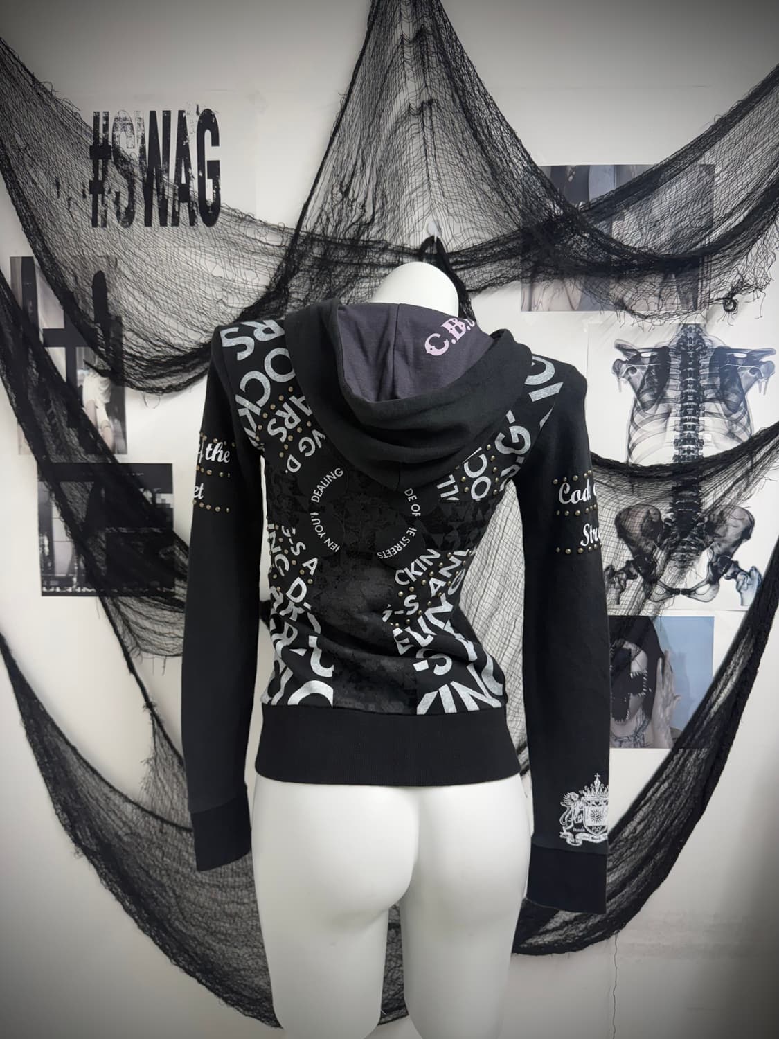 Cross stud printing hood zip up 상품이미지10