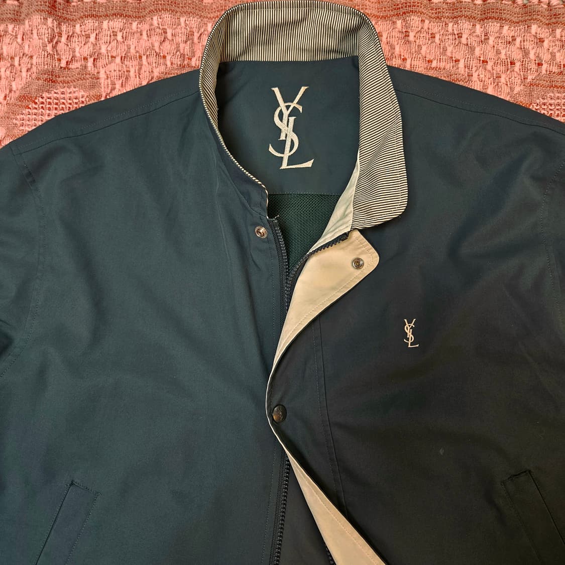 입생로랑(YSL) 딥그린 스몰로고 나일론 바람막이 블루종자켓 상품이미지2