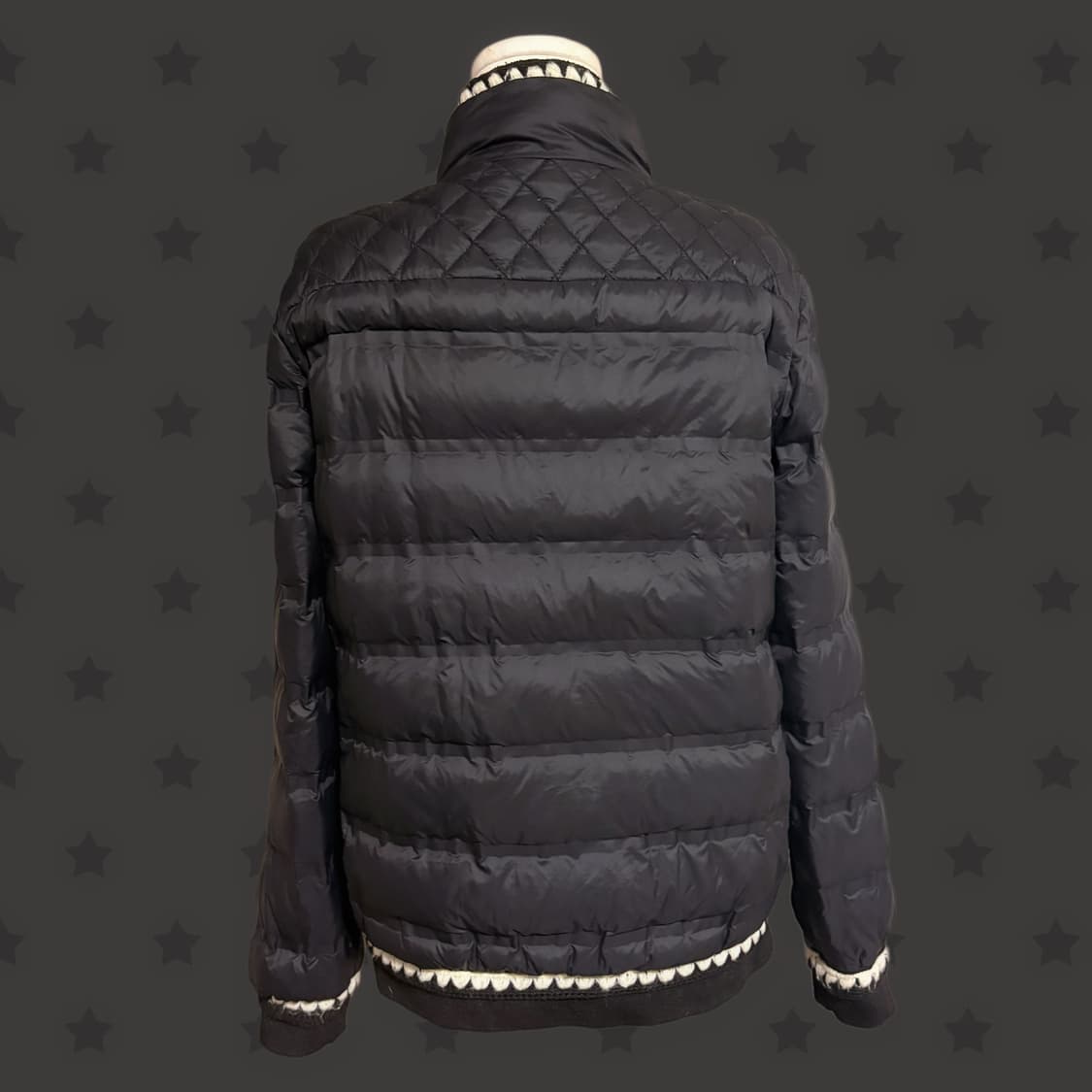 오네갸루 핀터깔 화이트 레이스 포인트 블랙 경량 패딩  상품이미지3