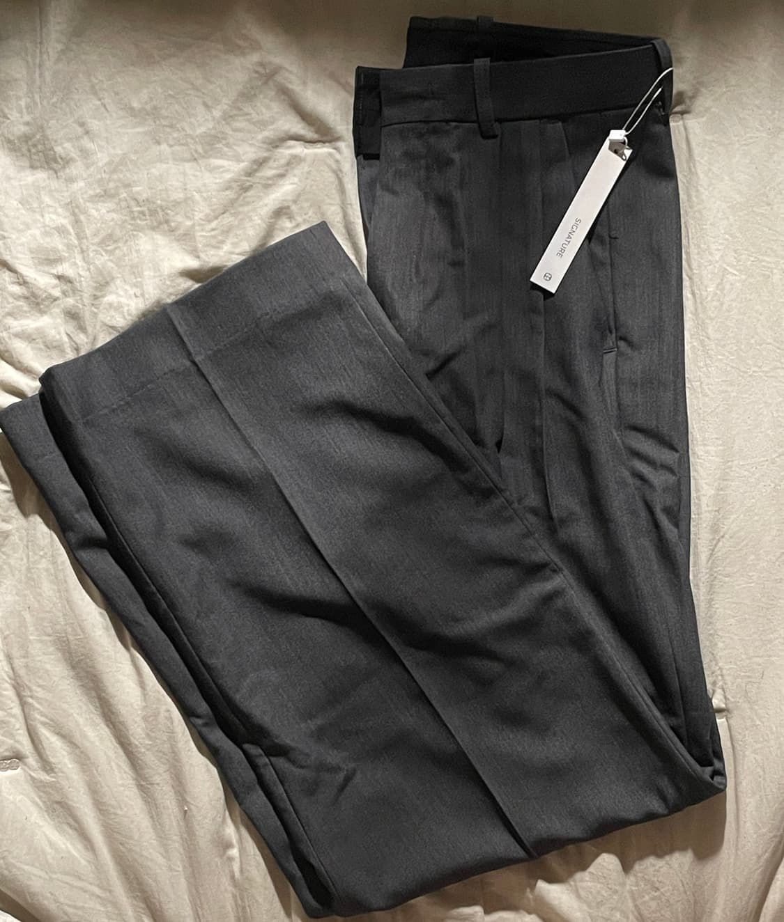 시그니처 투턱 와이드 슬랙스 그레이s 상품이미지2