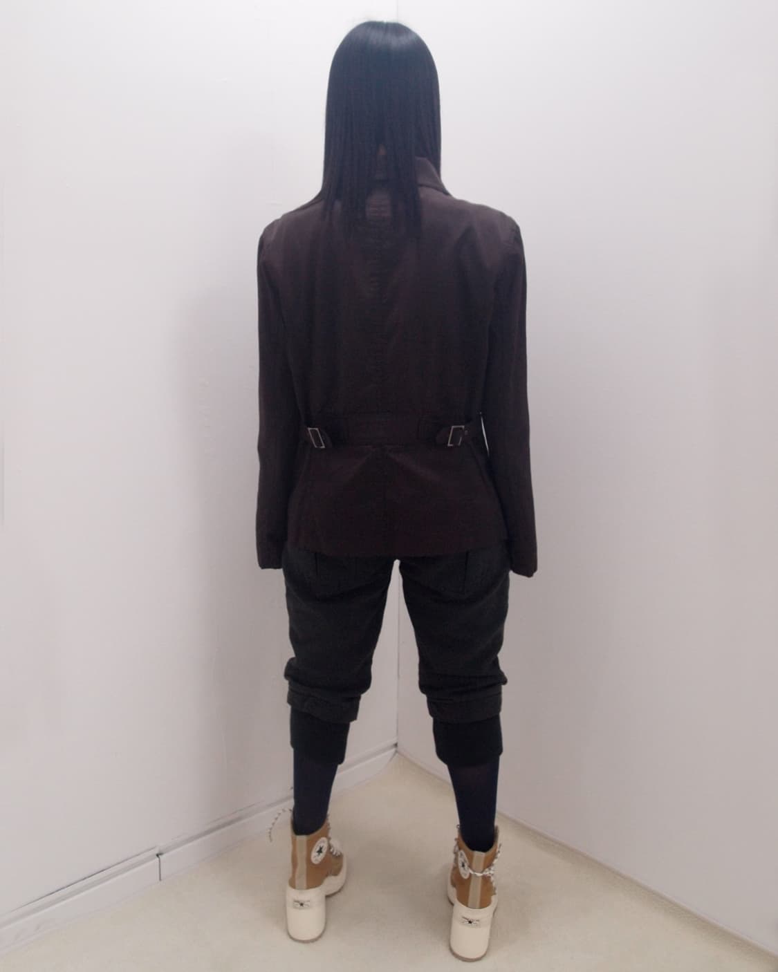 Red brown nylon belted basic jacket  상품이미지3