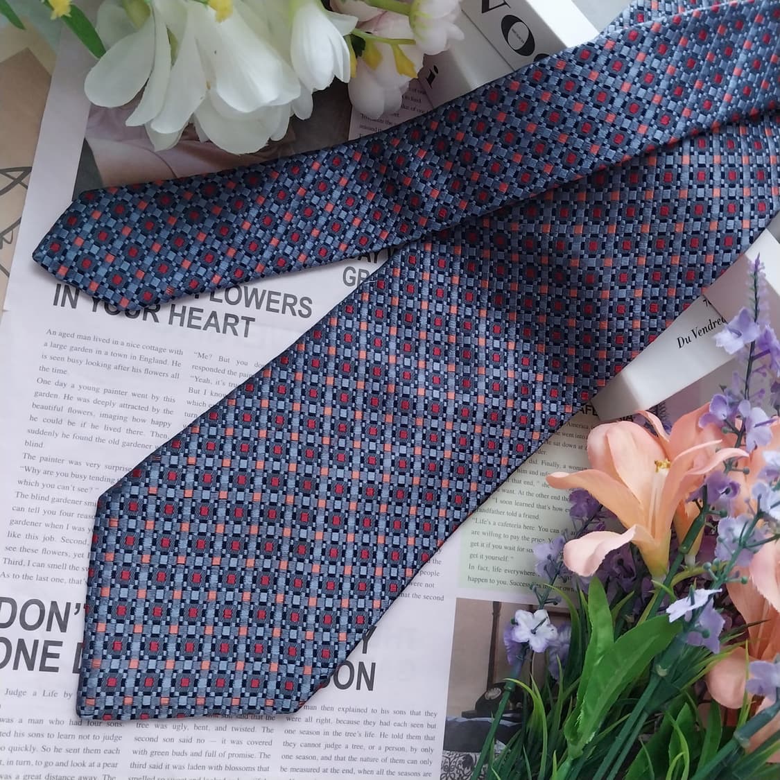 제냐 실크 네이비 자카드 넥타이 9.5cm A+등급 K1186
 상품이미지2