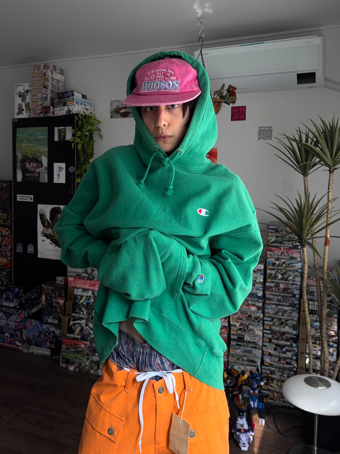 Champion Reverse Weave 정글 그린 오버 후드 상품이미지1