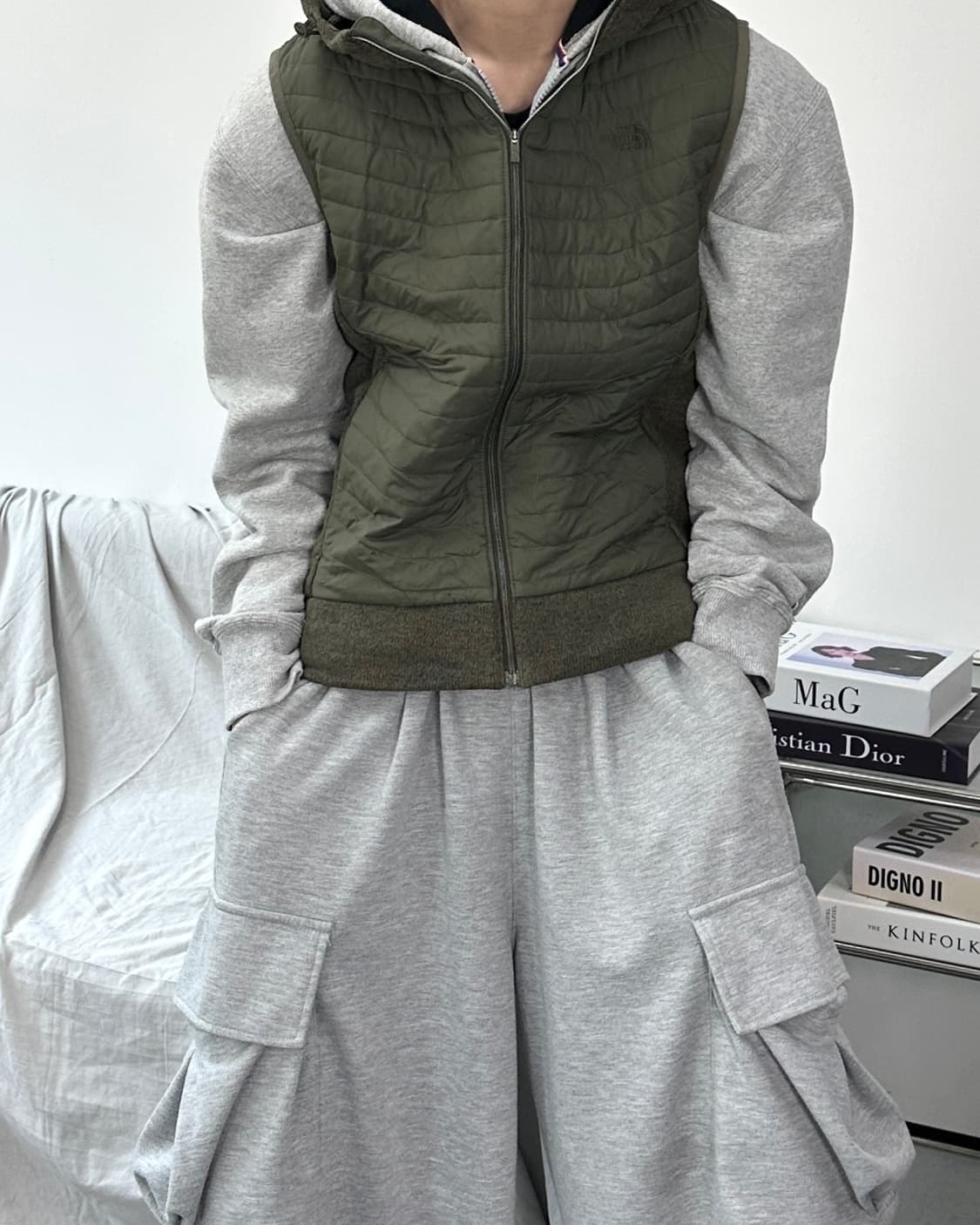 노스페이스 경량 그린 조끼 M 상품이미지1