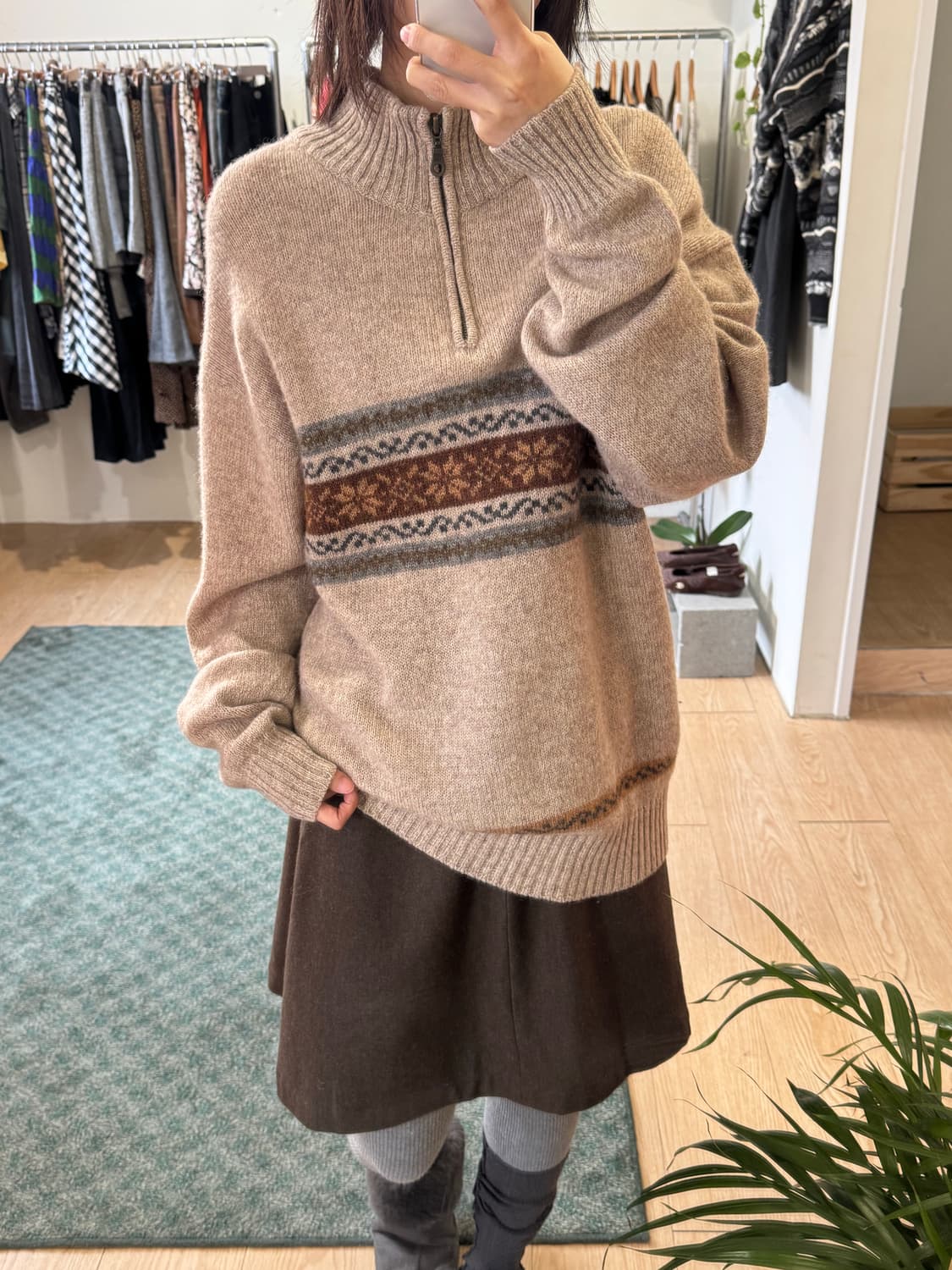 Vintage nordic knit zip-up 상품이미지3