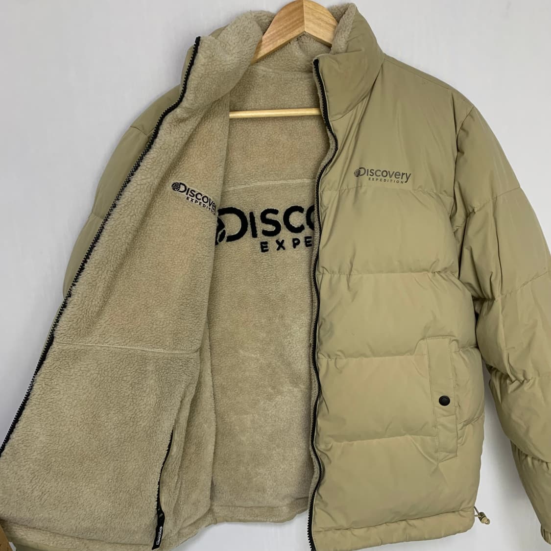 디스커버리 리버시블 플리스 패딩 점퍼 베이지 100 후리스 상품이미지6