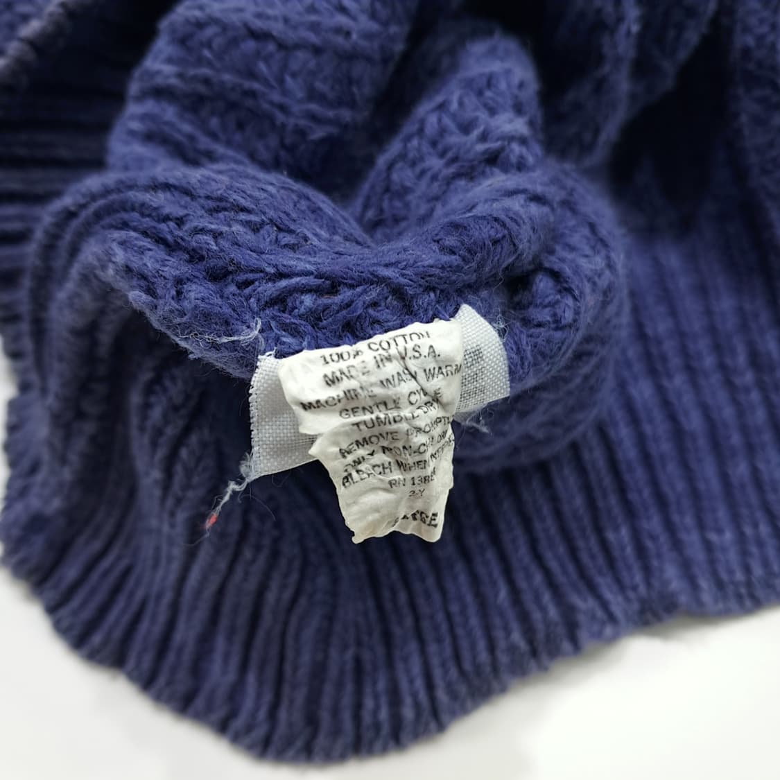 CN895 L 엘엘빈 80s USA 인디고 블루 긴팔 니트 스웨터 상품이미지6