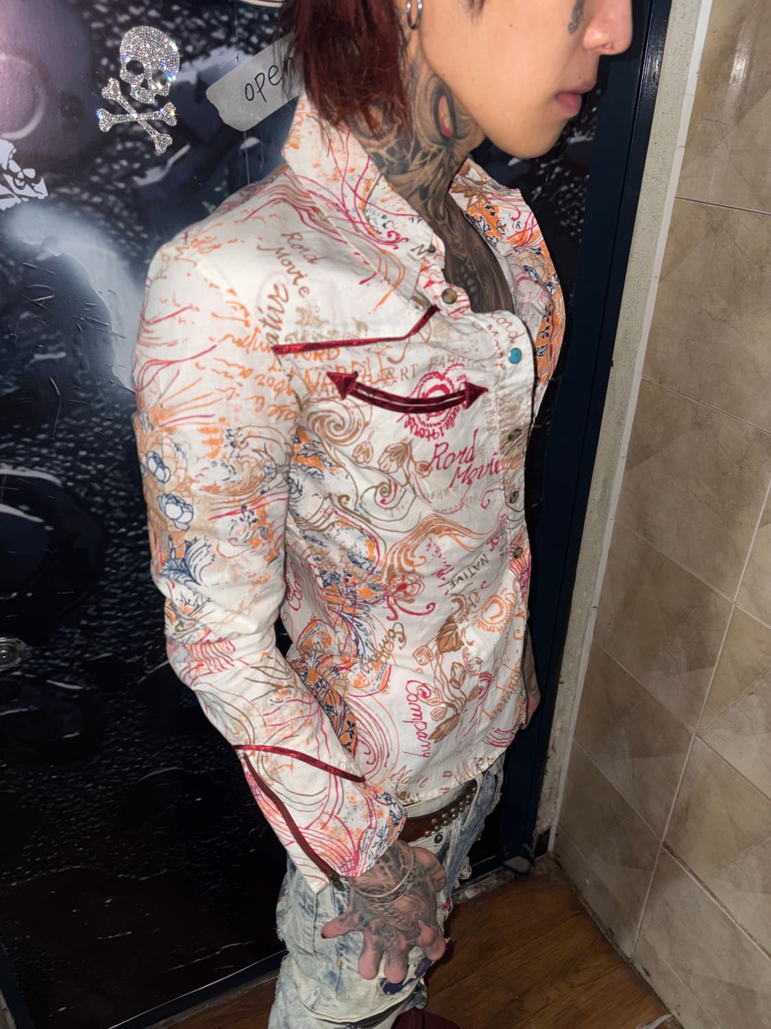 Western Scroll Print Shirt 상품이미지3