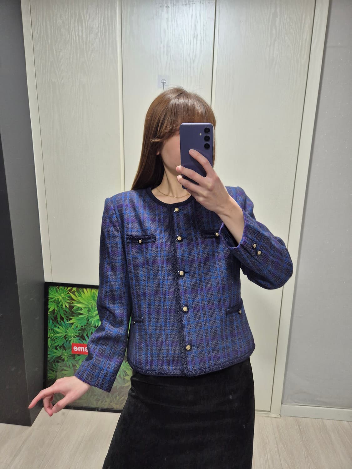 체크 패턴 트위드 빈티지자켓 상품이미지7