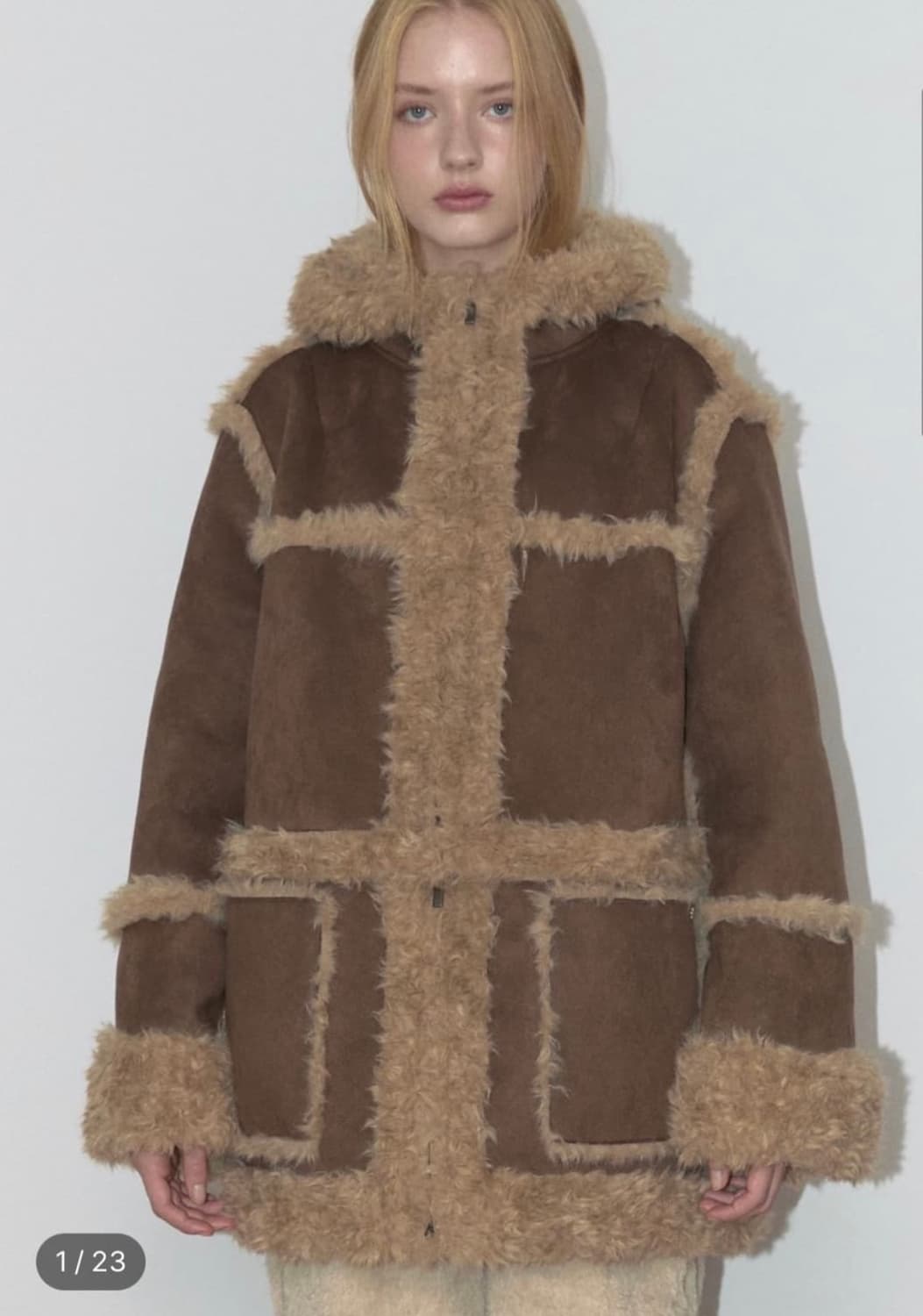 아수라 투웨이 스웨이드 후디 무스탕 브라운 상품이미지2