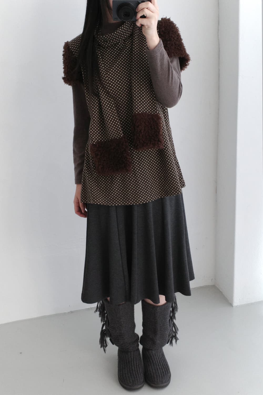 dot layerd long sleeve + dot muffler 상품이미지5