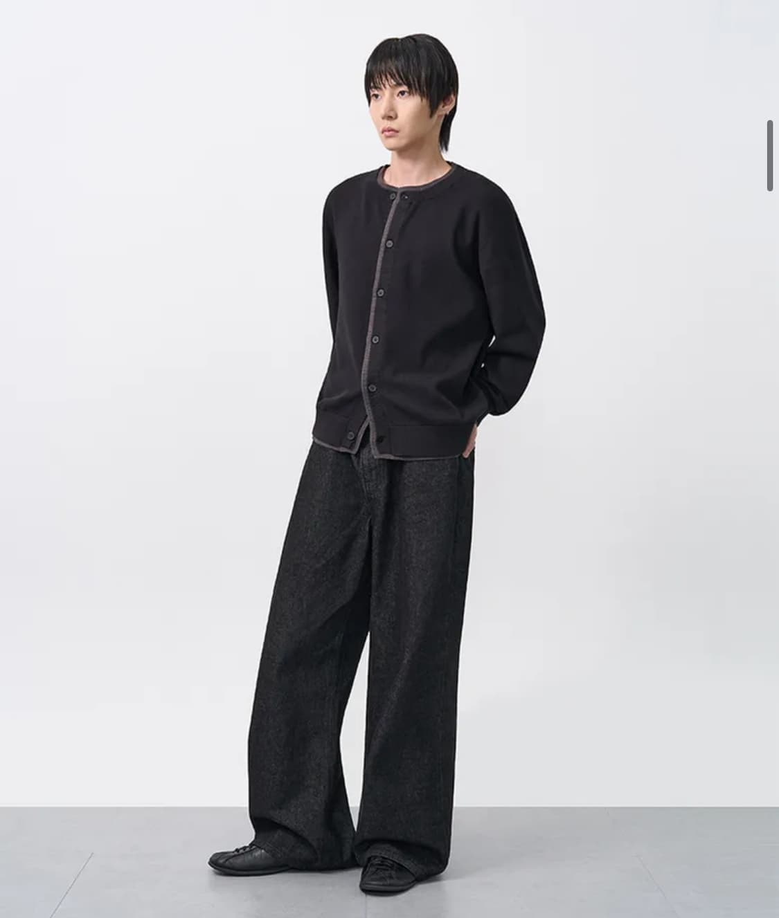 엑스컨테이너 레이어드 라운드 넥 가디건 (BLACK) 상품이미지2