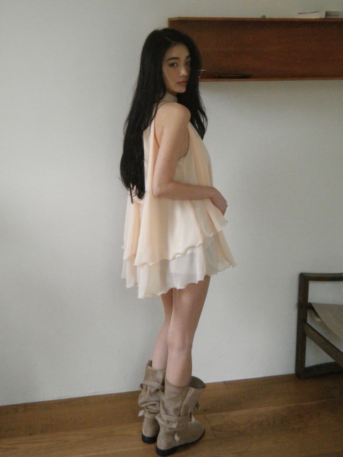 씨어 seer melted heart blouse_peach beige 상품이미지3