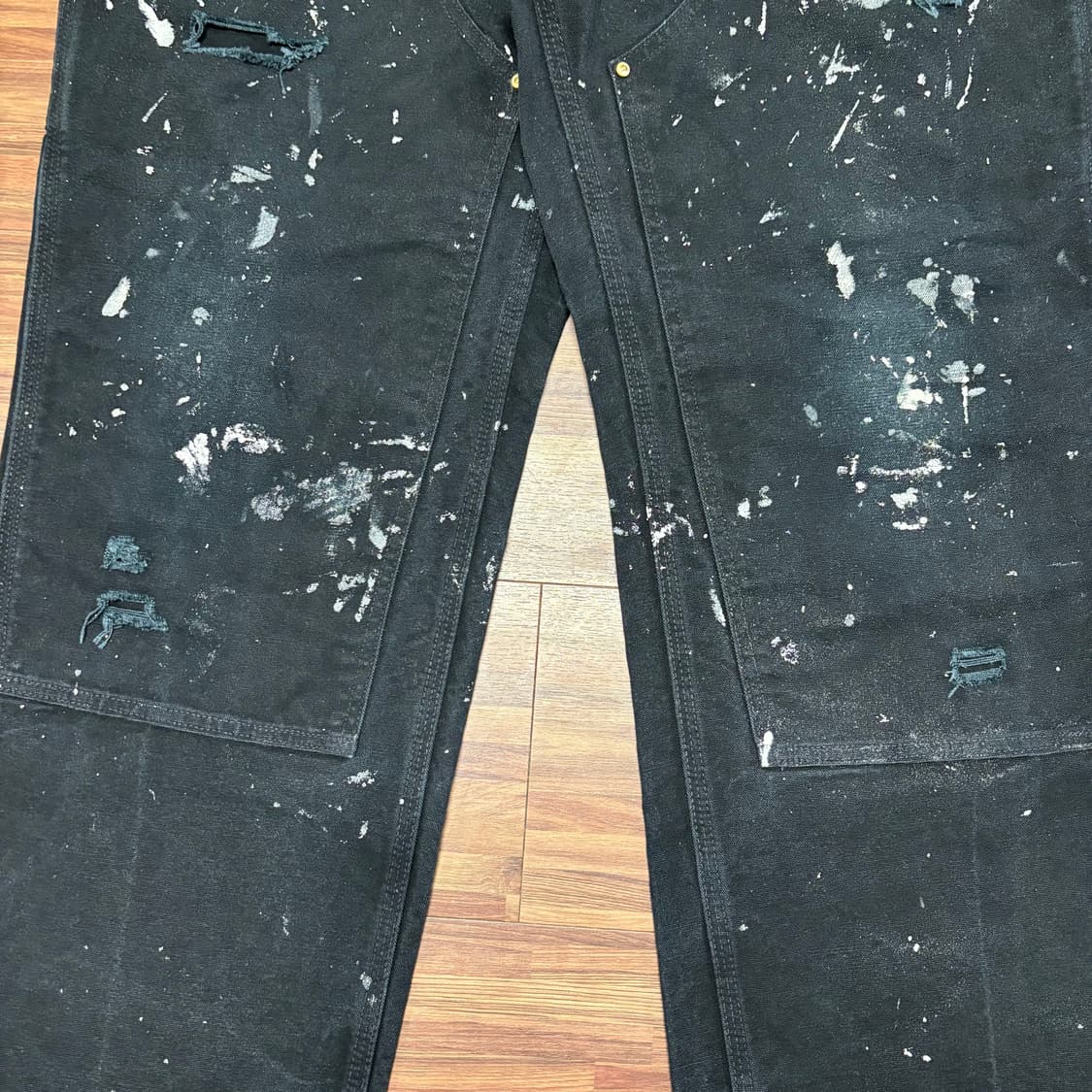 미제 칼하트 더블니 페인티드 블랙 카펜터 워크 팬츠 36 상품이미지3