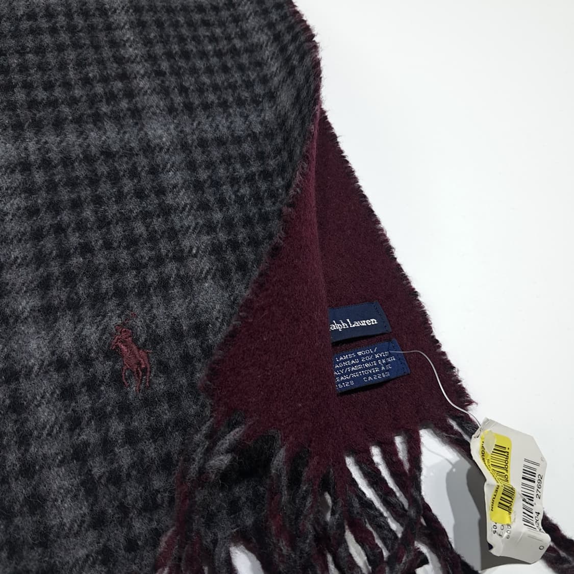 MX575 폴로 90s 이태리판 램스울 양면 하운드투스 머플러 목도리 상품이미지6