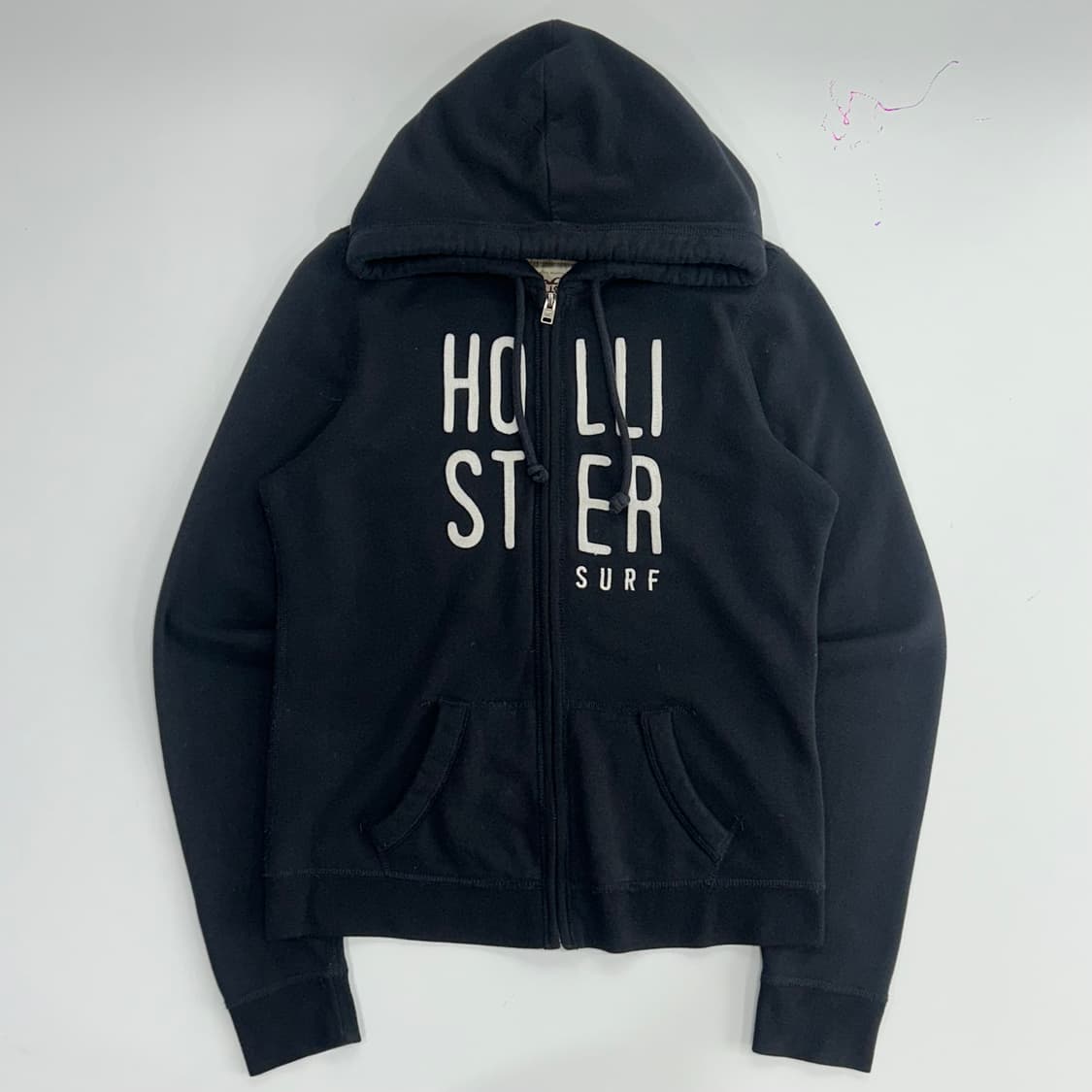 Hollister 홀리스터 화이트 로고 네이비 후드집업  상품이미지3
