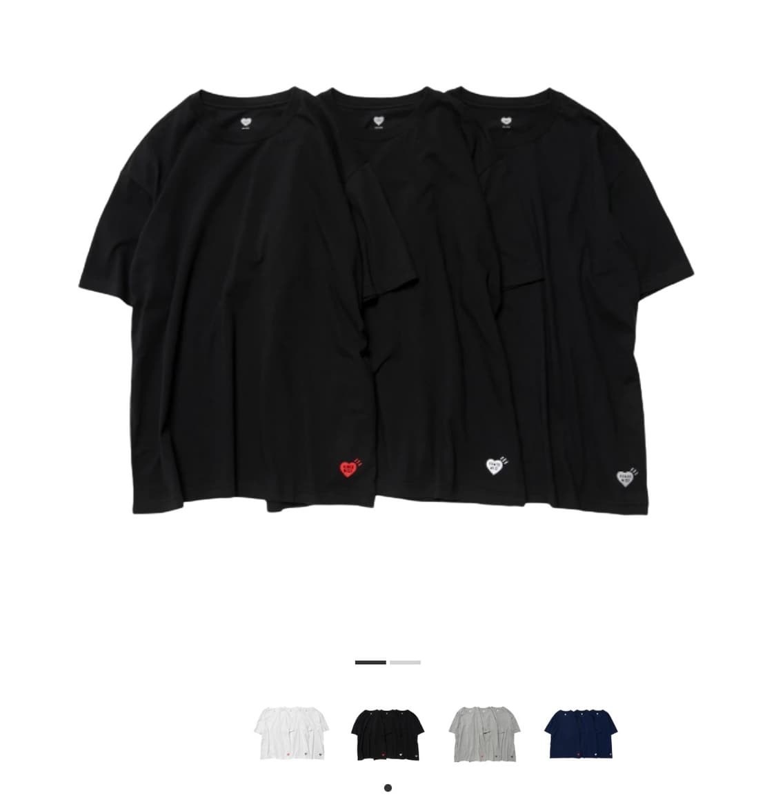새상품)휴먼메이드 3팩 티셔츠 블랙 M 상품이미지1
