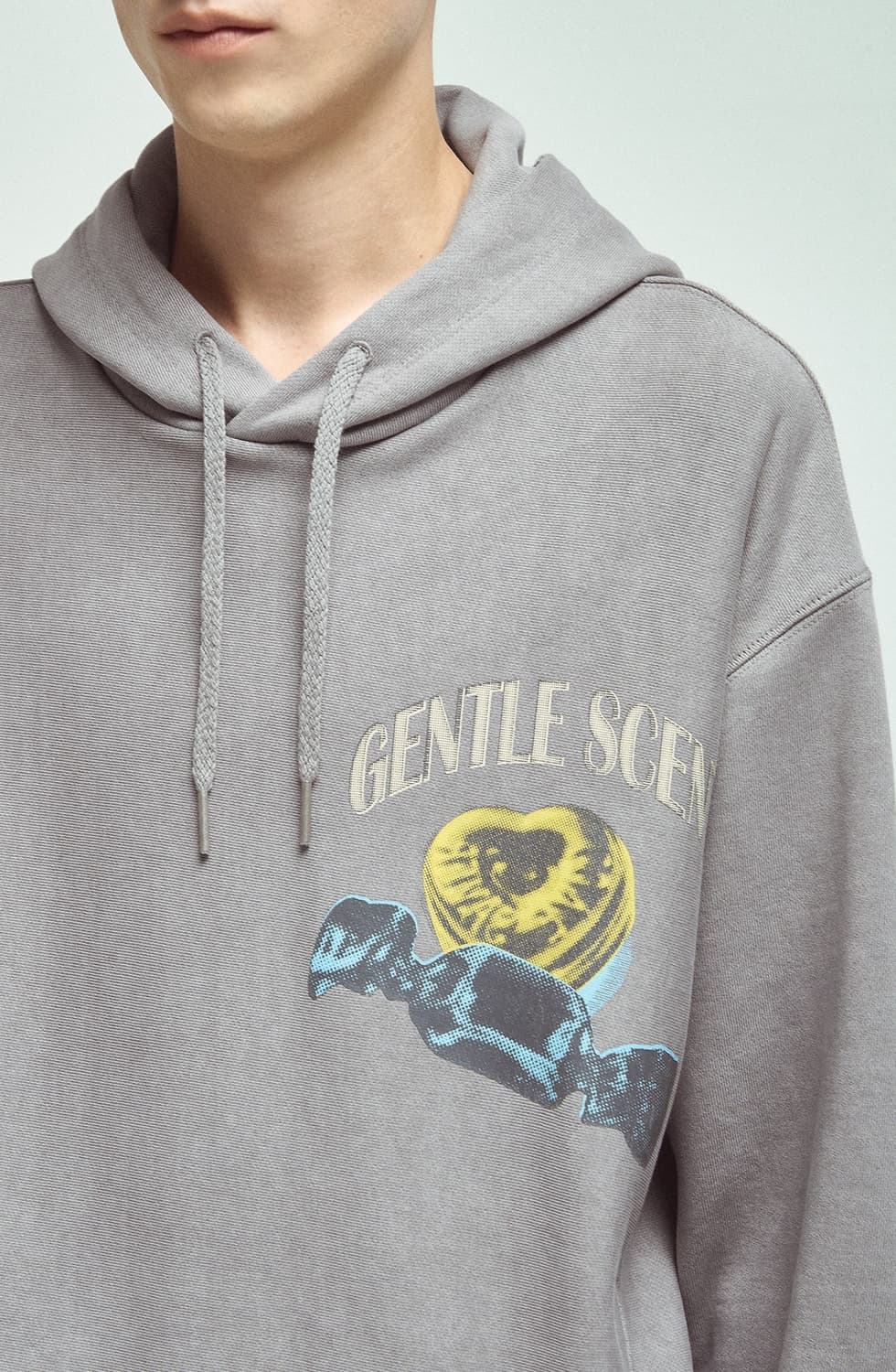 [정품] 타임옴므 23FW 가먼트다잉 오버핏 프린티드 그레이 남성 후드티 상품이미지9