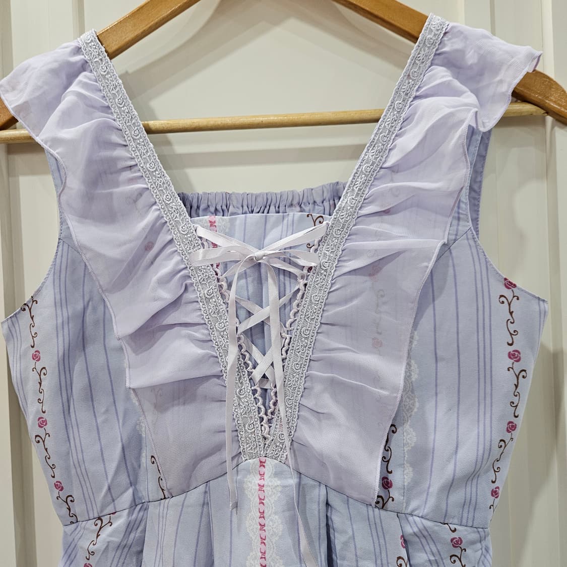 엑시즈팜 플라워 보더 코르셋 레이스업 원피스 상품이미지3