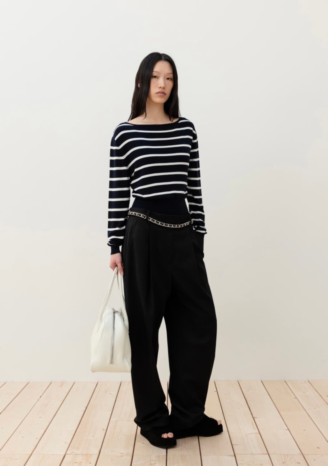 오르 실크 블랜드 풀오버 네이비 상품이미지1