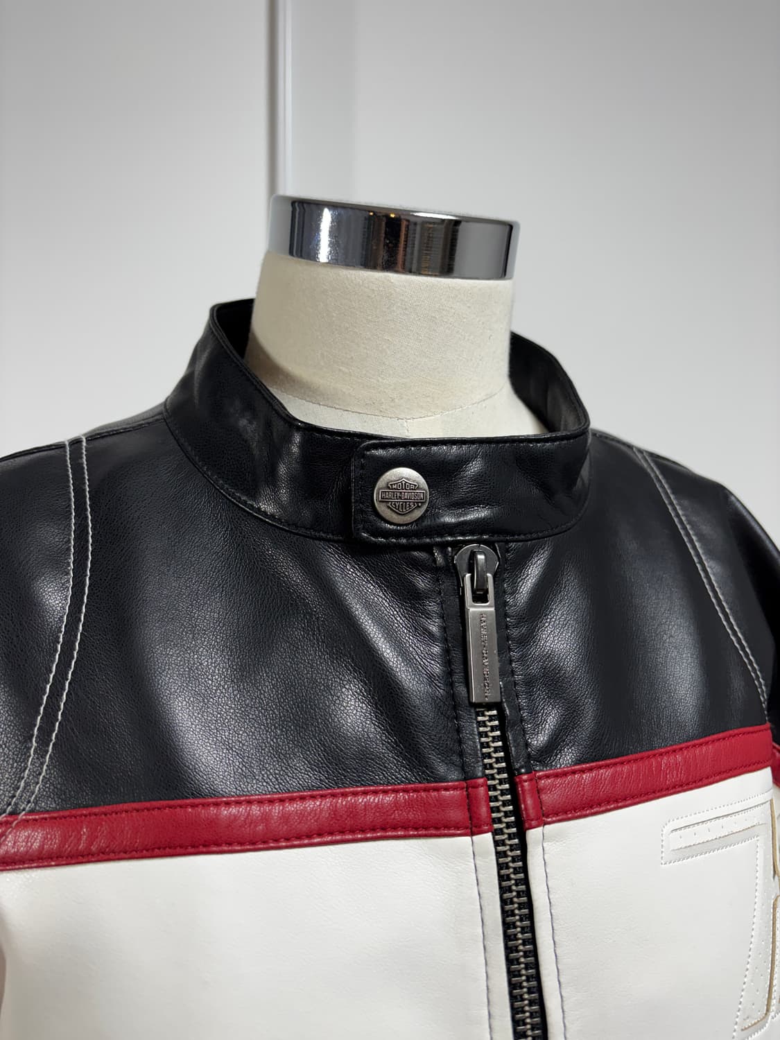 실착0회)할리데이비슨 컬렉션스 신세틱 레더 레이싱 점퍼 블랙 상품이미지8