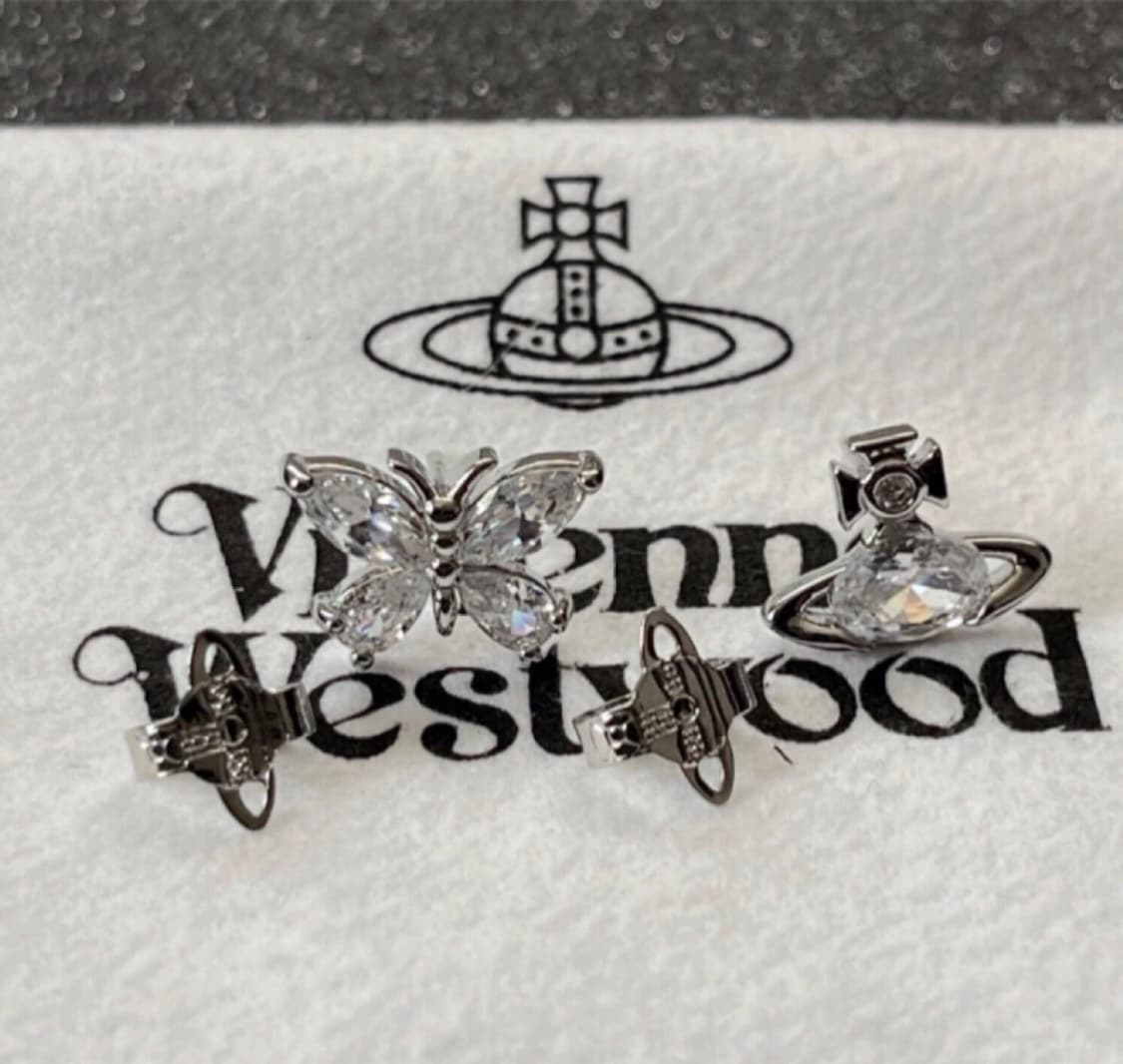 비비안웨스트우드 아카이브 크리스탈 큐빅 나비 orb 귀걸이  상품이미지1
