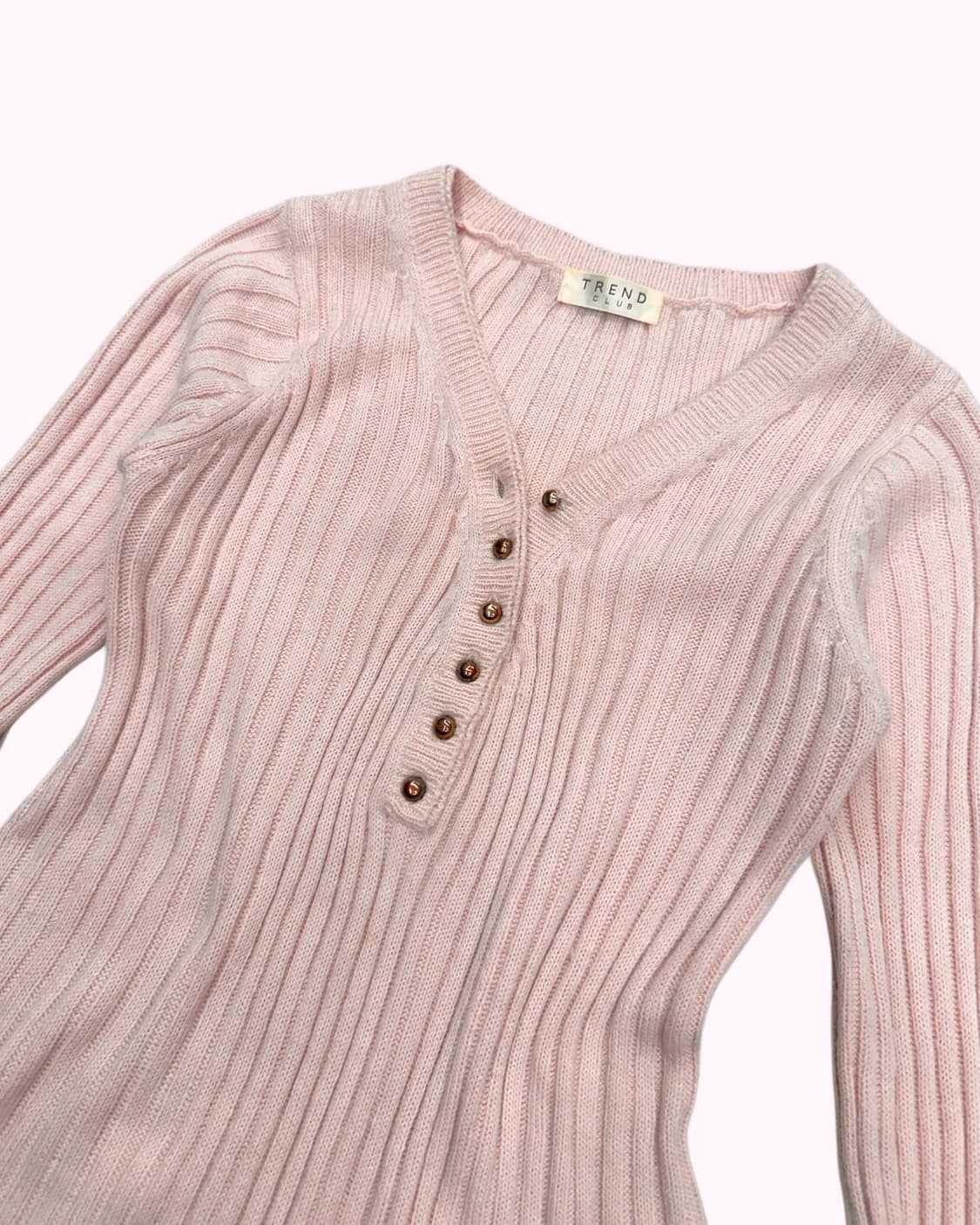 pink ribbed button knit 상품이미지2