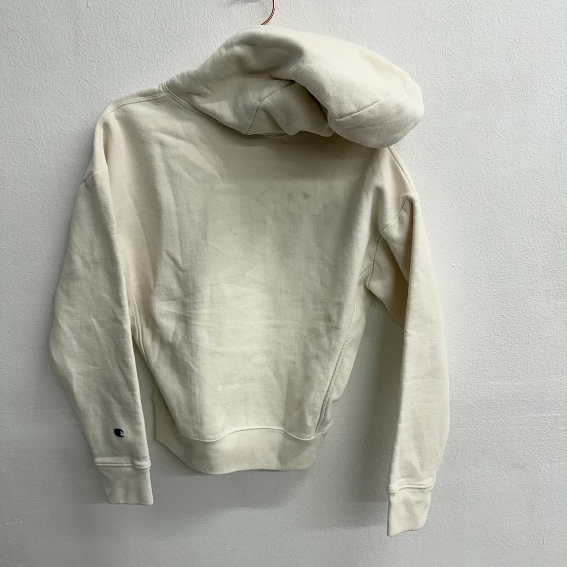 챔피온 리버스위브 배색 챔피온 로고 크림 후드티 (S) 상품이미지4