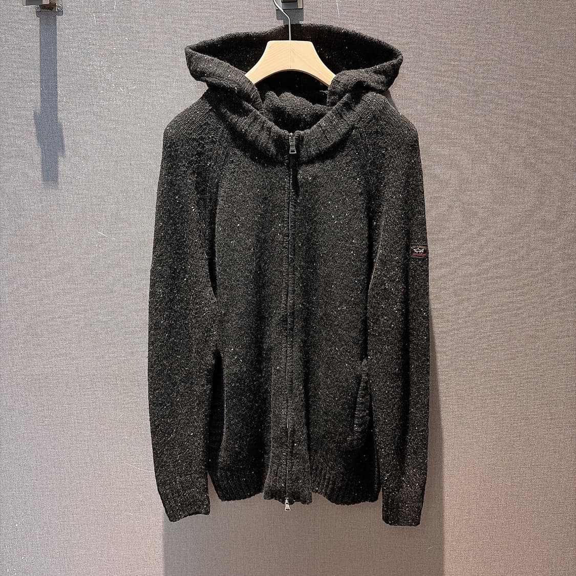 (정품/새상품) 폴앤샤크 남성 다크그레이 집업 후드 니트 상품이미지1