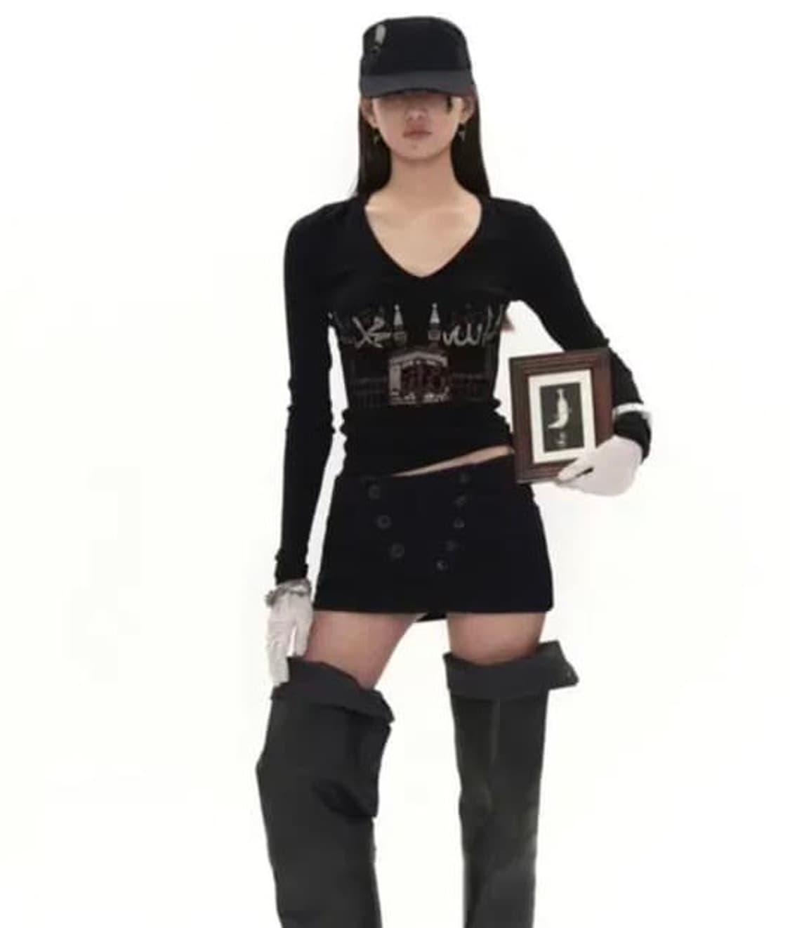 604service CUMA CRYSTAL V NECK T SHIRT 상품이미지1