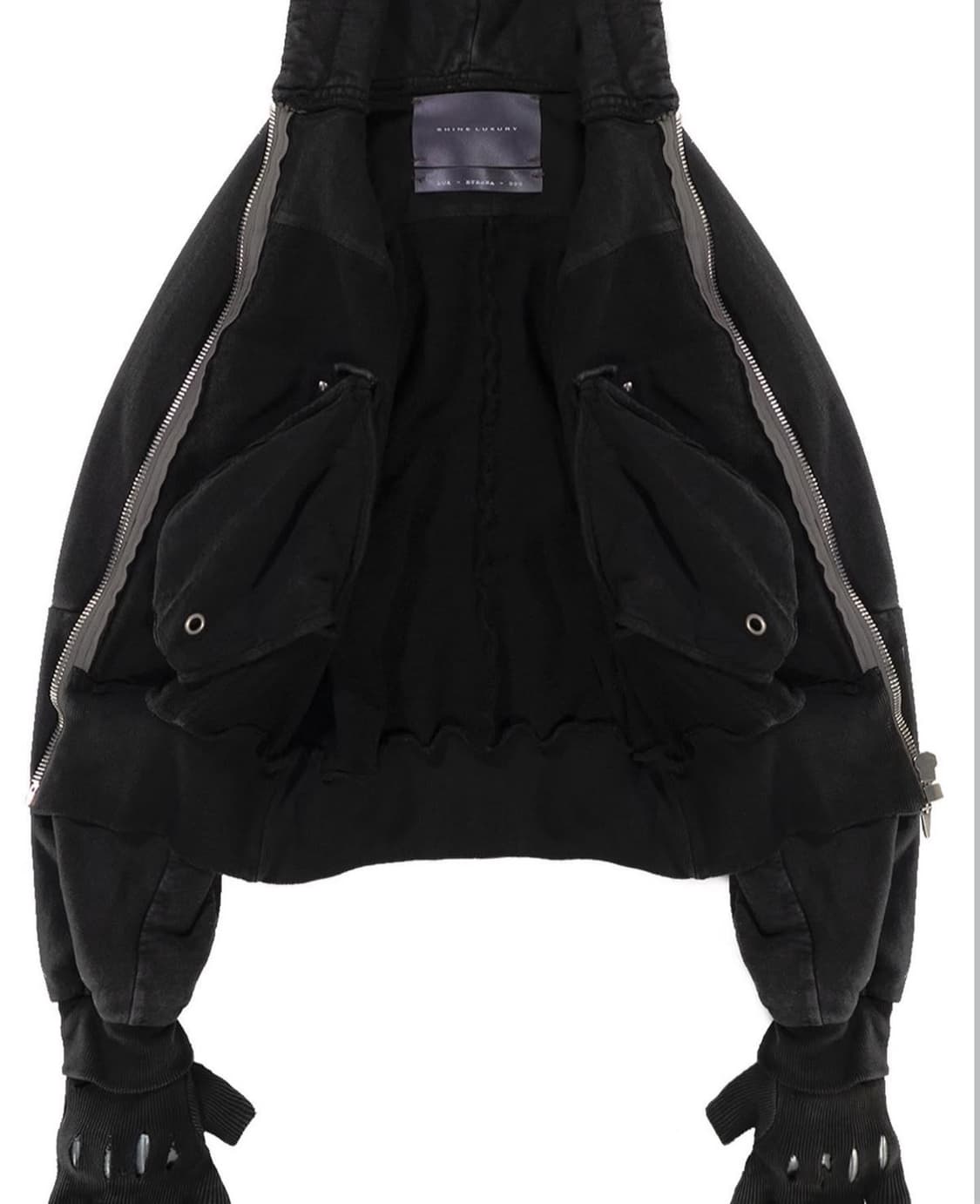 샤인 럭셔리 보조마네 인서티드 지퍼 후드 기모 티셔츠 상품이미지5