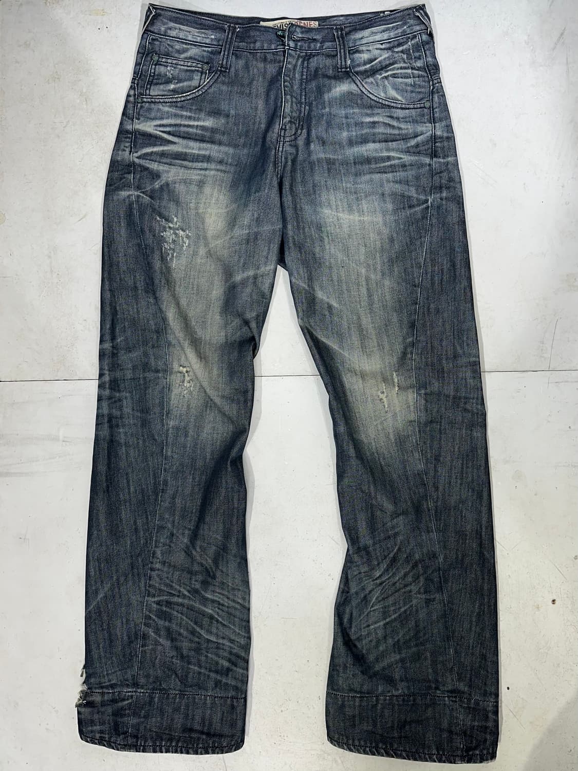 에비수 진청 호랑이 자수 와이드 워싱 데님 힙합 새깅 팬츠 청바지  상품이미지5