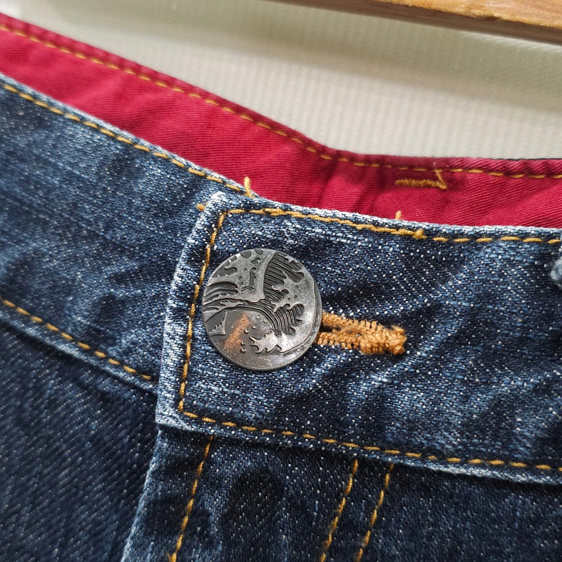 JAPAN 빈티지 오린엔탈 잉어 자수 데님 하프팬츠- 31정도 상품이미지5