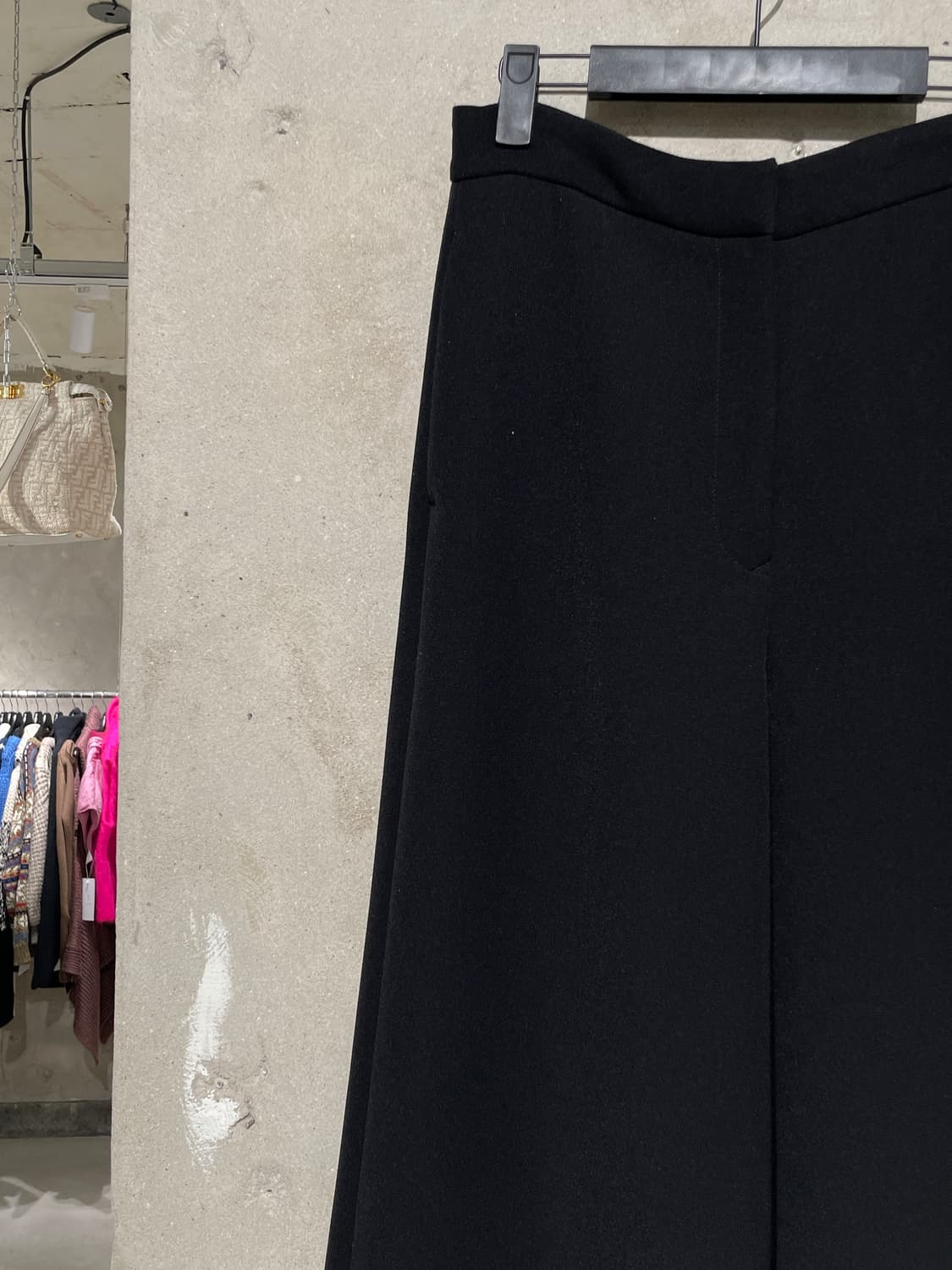 mm6 메종 마르지엘라 블랙 백 스티치 프린지 와이드 슬랙스 상품이미지2