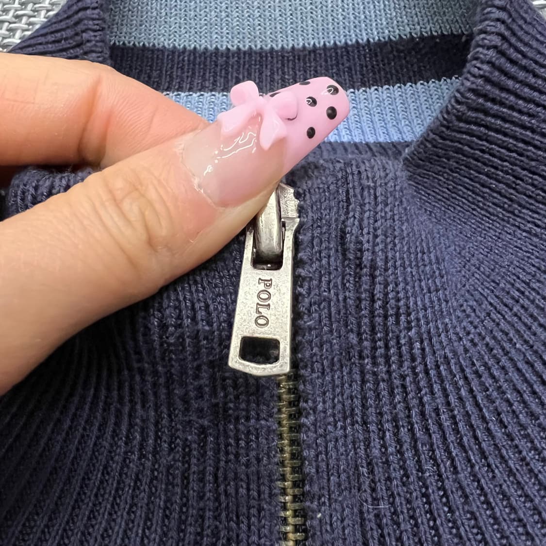 폴로 빅포니 네이비 니트집업 상품이미지3