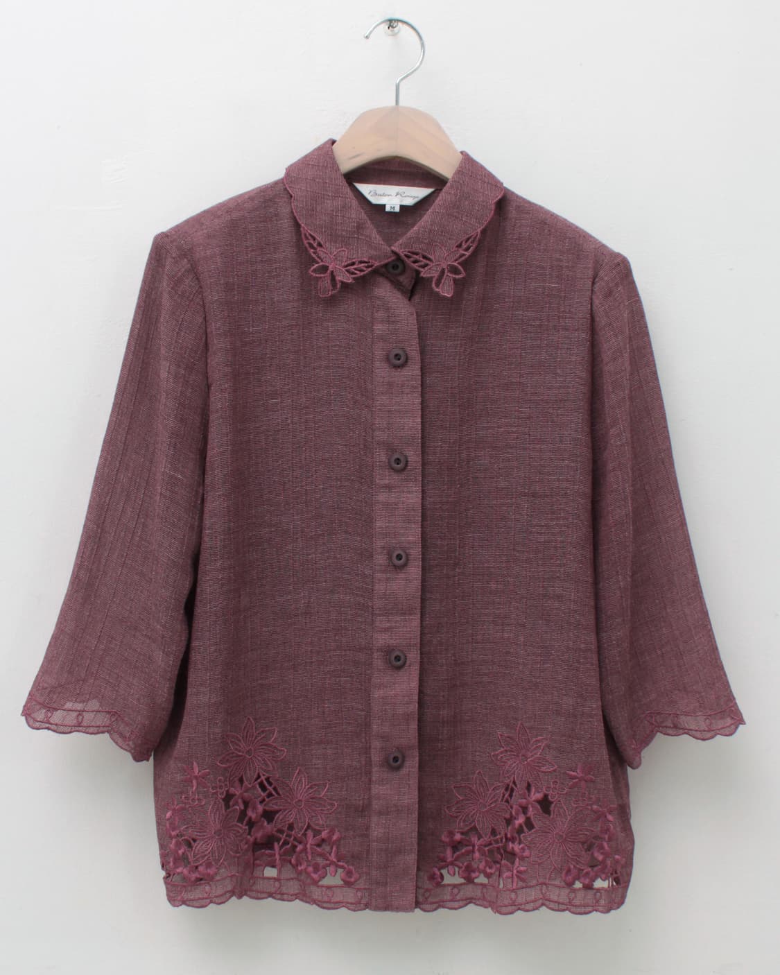 일본 빈티지 플라워 펀칭 자수 나시 블라우스 세트 상품이미지5