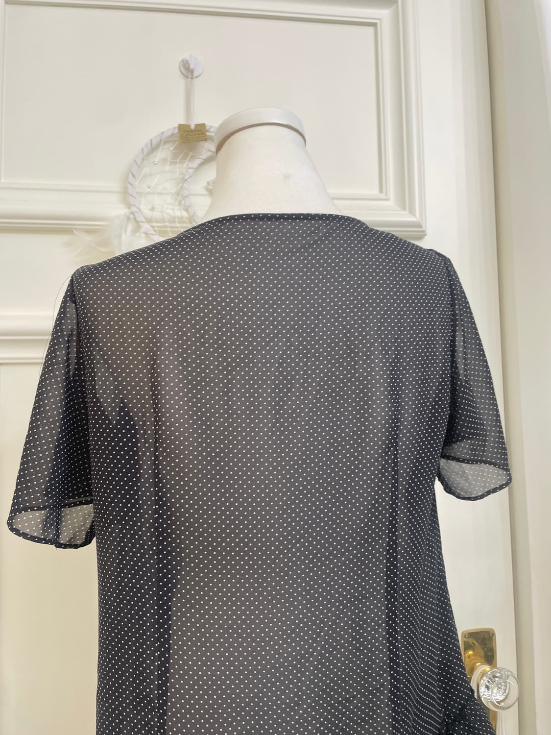 black dot ruffle bow point blouse 상품이미지4