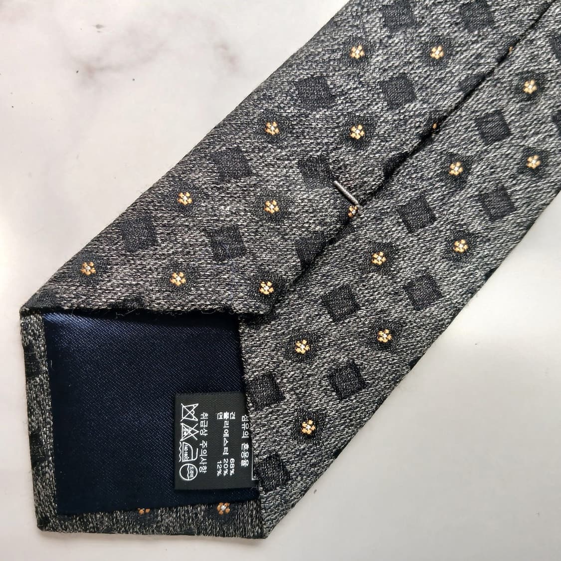 지오 송지오 실크 그레이 패턴 넥타이 7.5cm A+~A등급 E965 상품이미지7