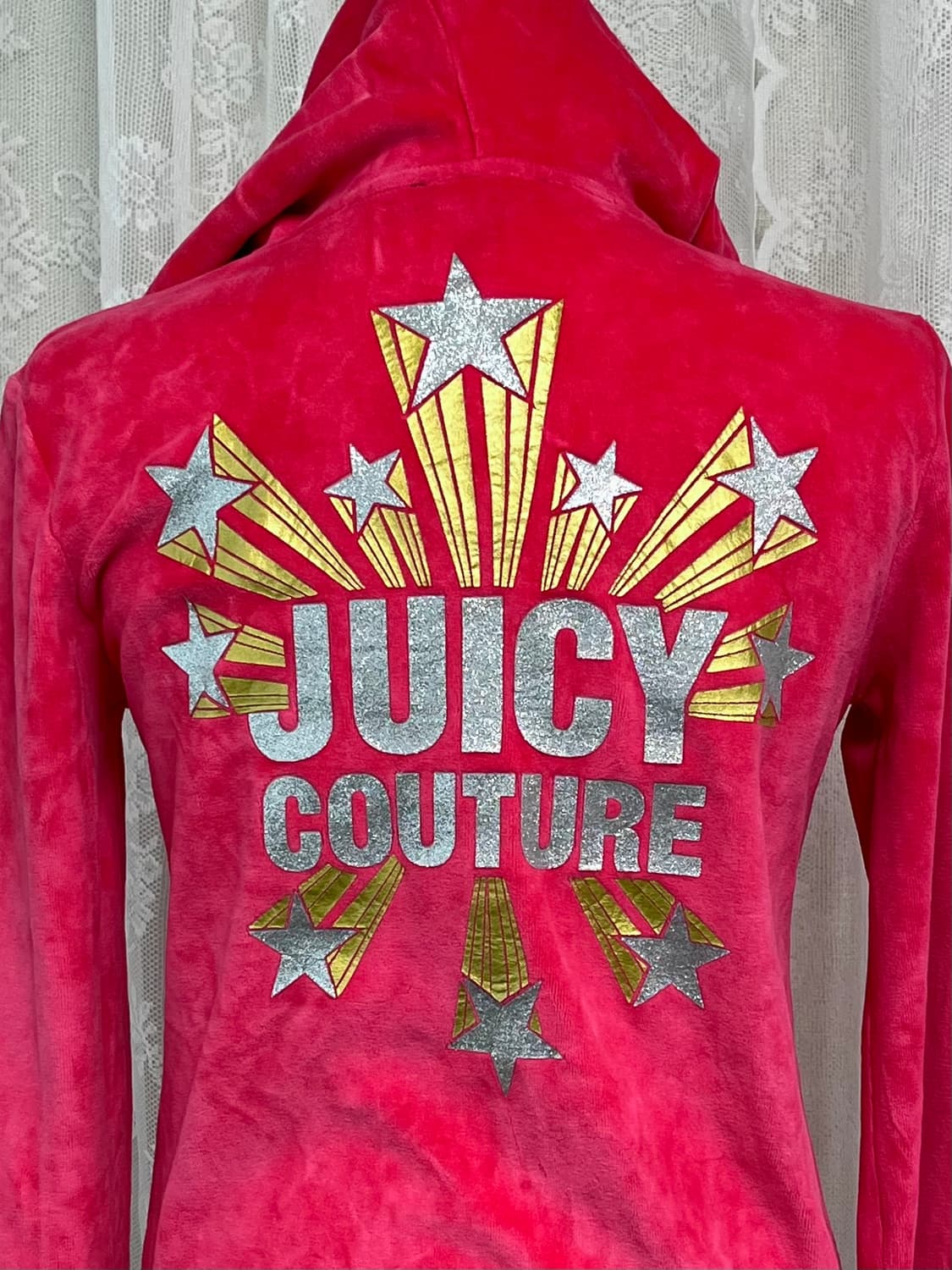 M) 쥬시꾸뛰르 벨벳 후드 집업 핑크 상품이미지3