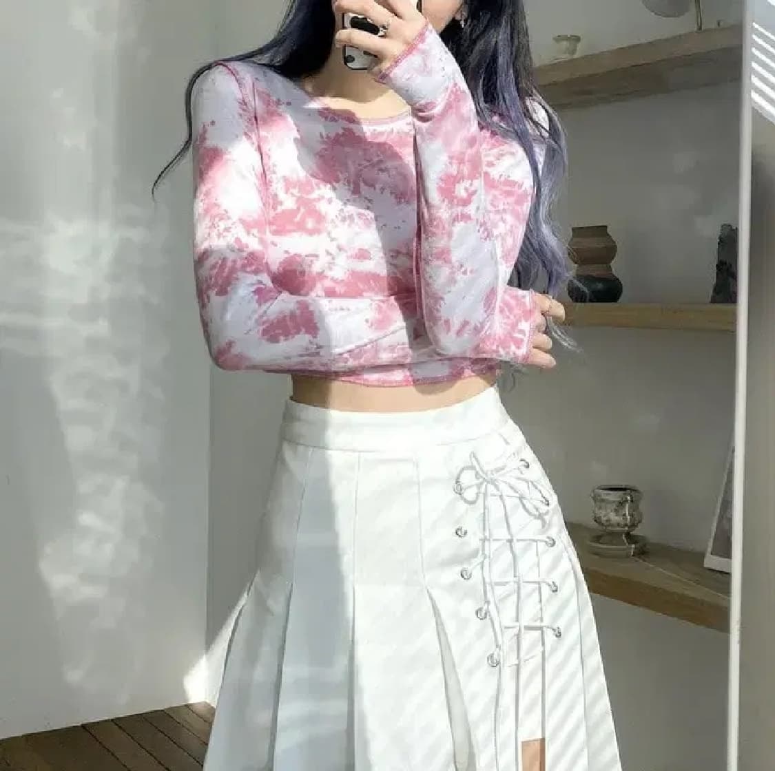 라뇨 체리퀴리 타이다이 손워머 티셔츠 하이틴 빈티지 티셔츠 상품이미지1