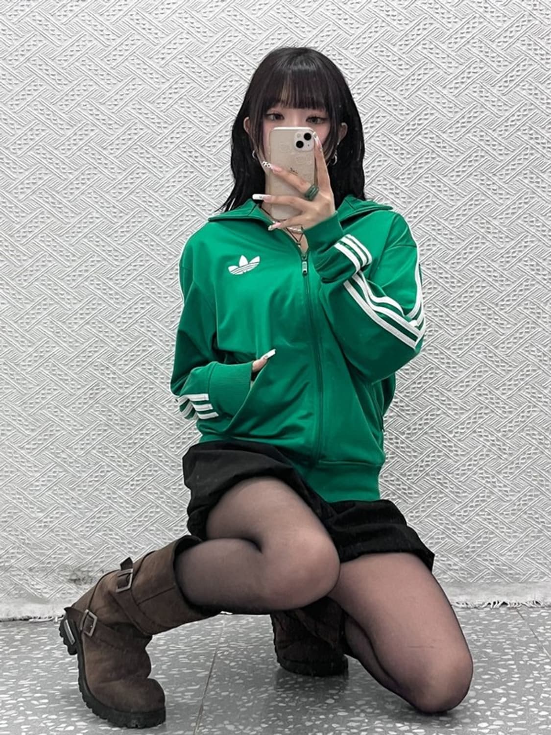아디다스 빈티지 Y2K 00's 레트로 그린 져지 집업 S C11227 상품이미지1