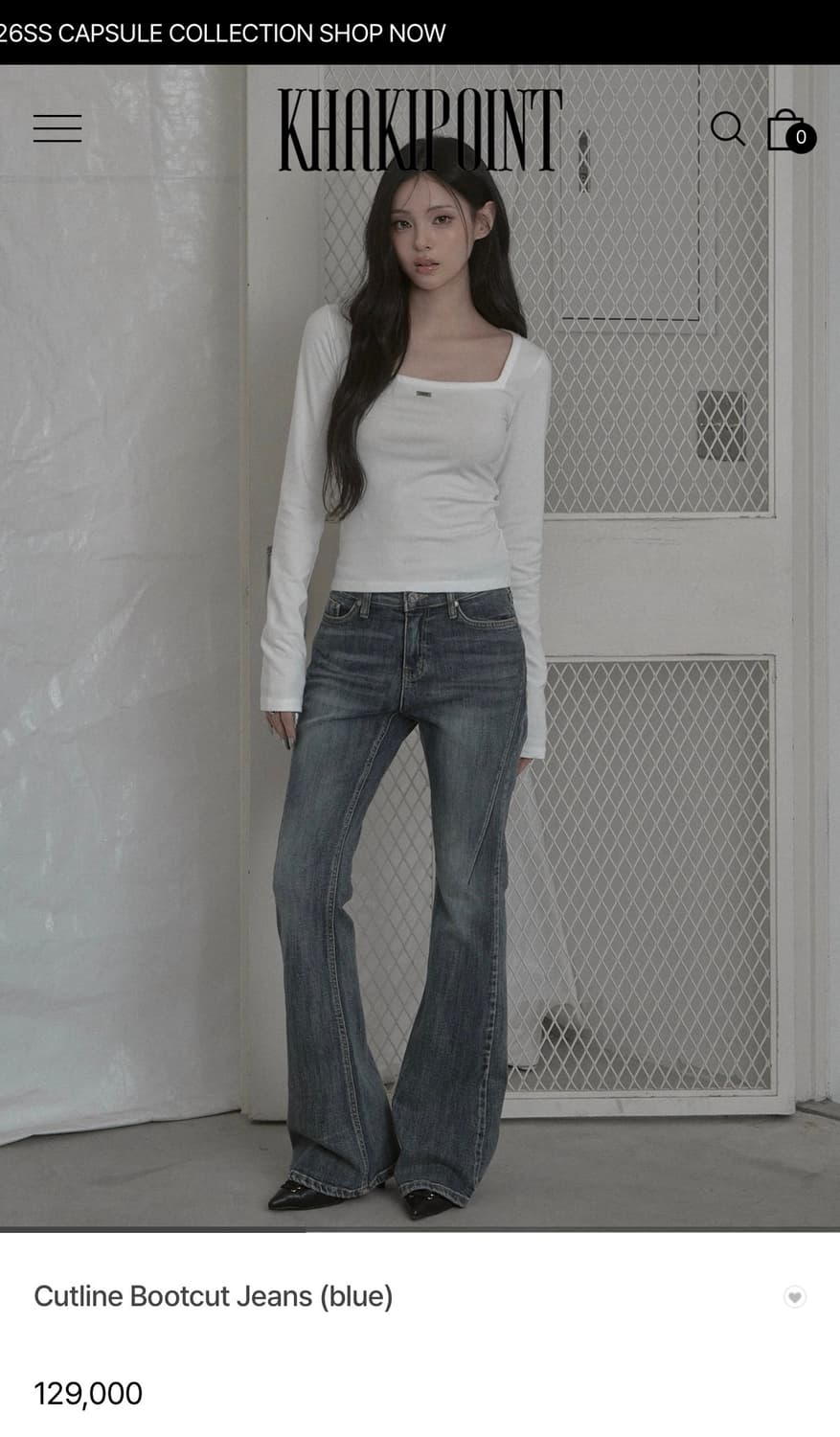 새상품) 카키포인트 컷아웃 부츠컷 데님 팬츠 택ㅇ 상품이미지1