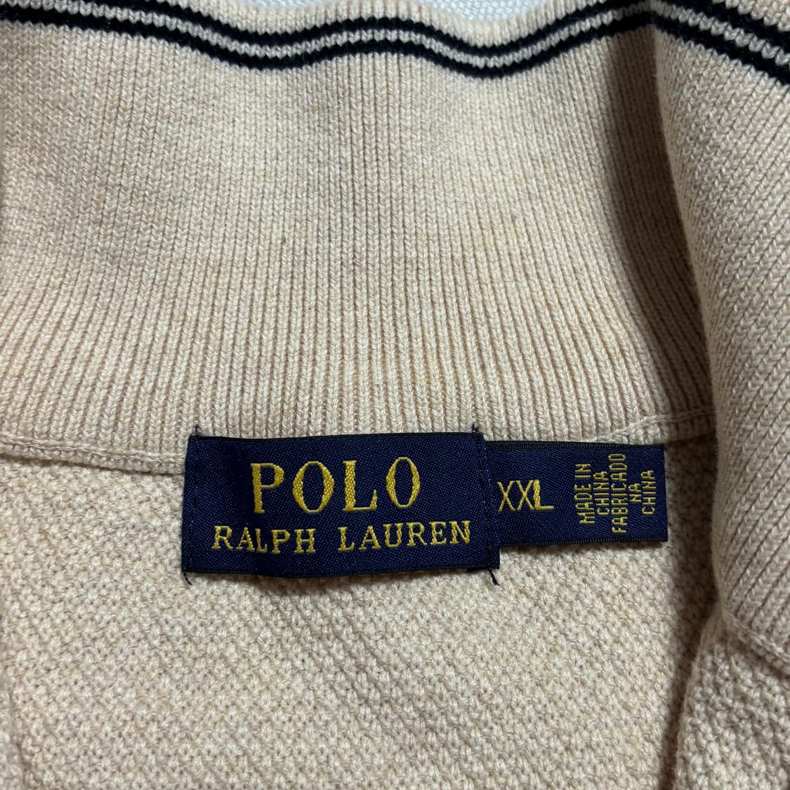 XXL 폴로랄프로렌 네이비 포니 아이보리 반집업 니트 상품이미지4