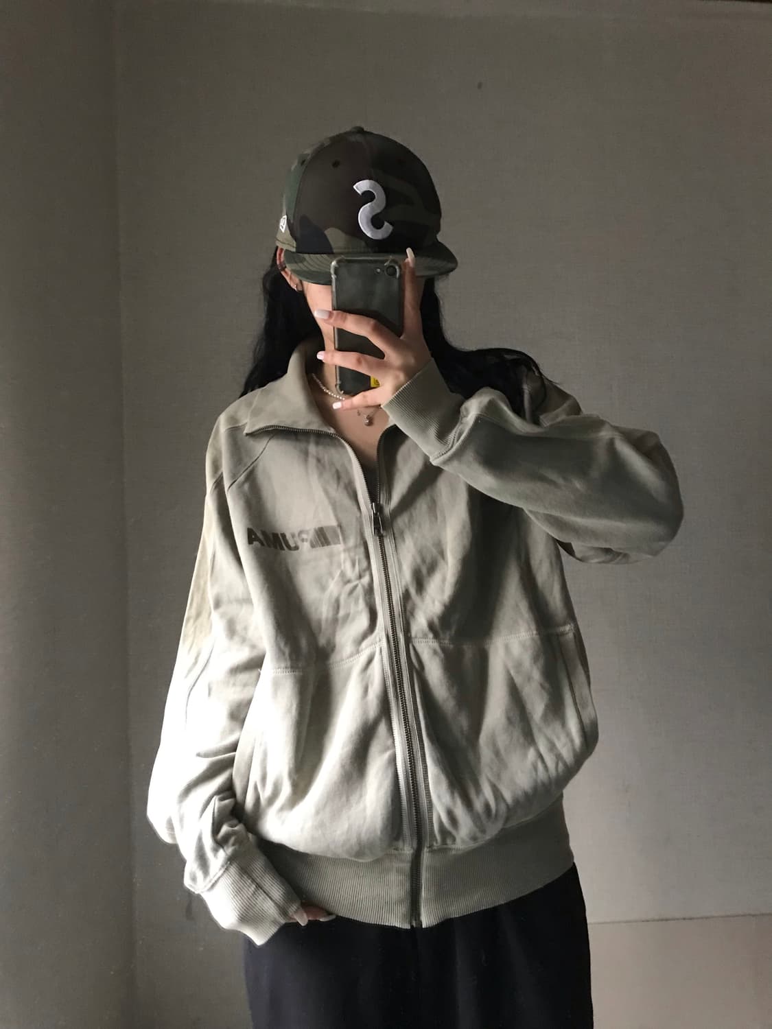 퓨마 카키 하이넥 집업 상품이미지1